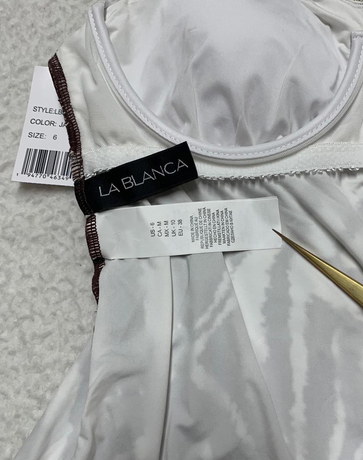 La Blanca Women's Sz 6 Zebra Brown Tan Print Tankini Top Built in Bra Support