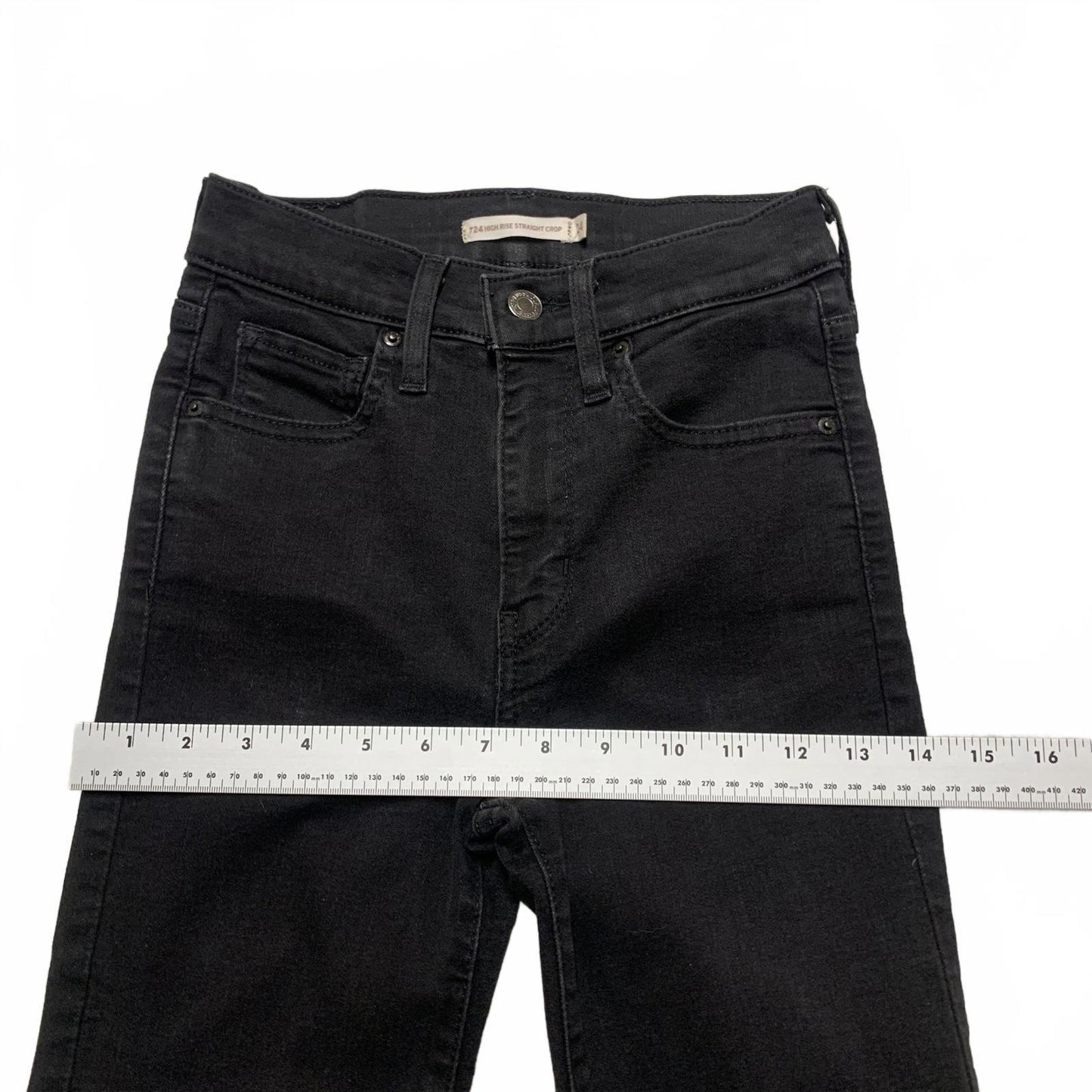 Levi's 724 Women's Size 24 Black High Rise Straight Crop Leg Jeans 23.5x 24L
