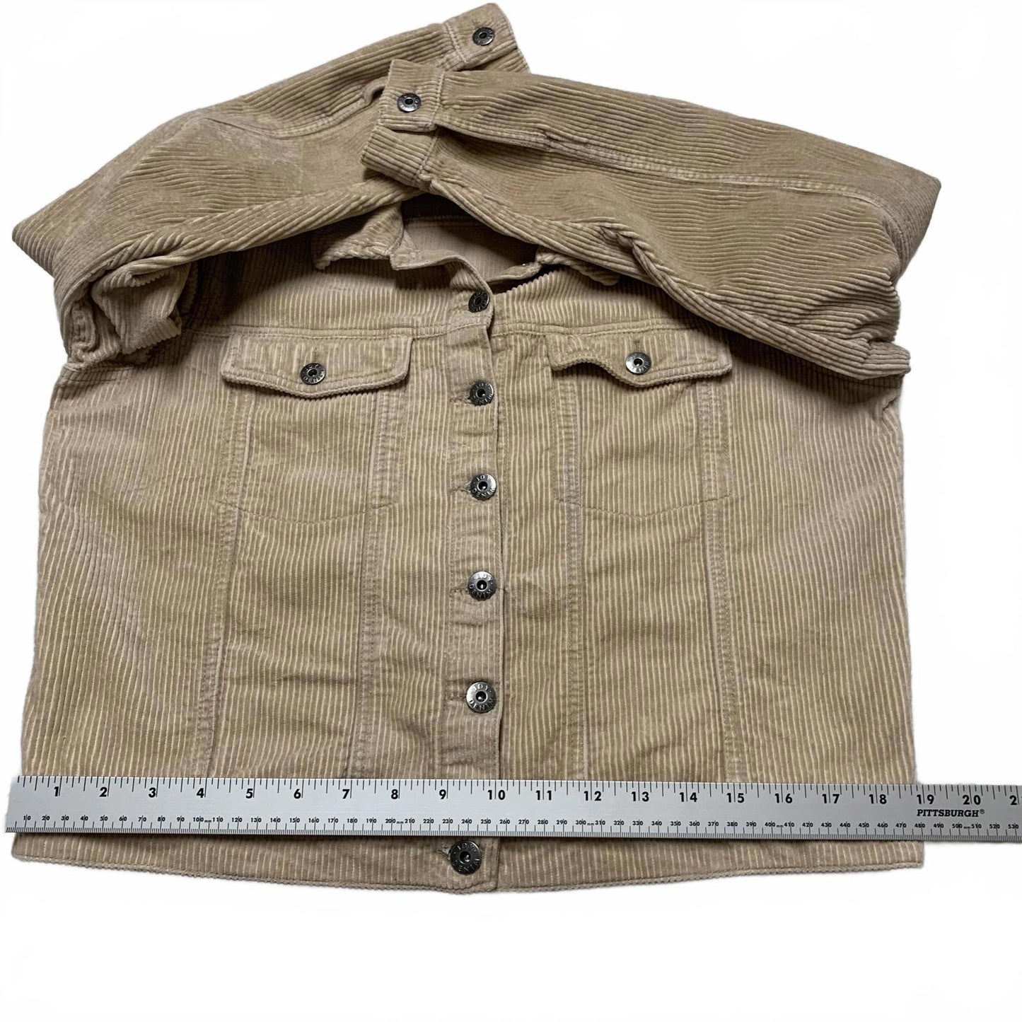 Jacqueline de Yong Women's Sz L/XL 42 Beige Corduroy Cropped Jacket