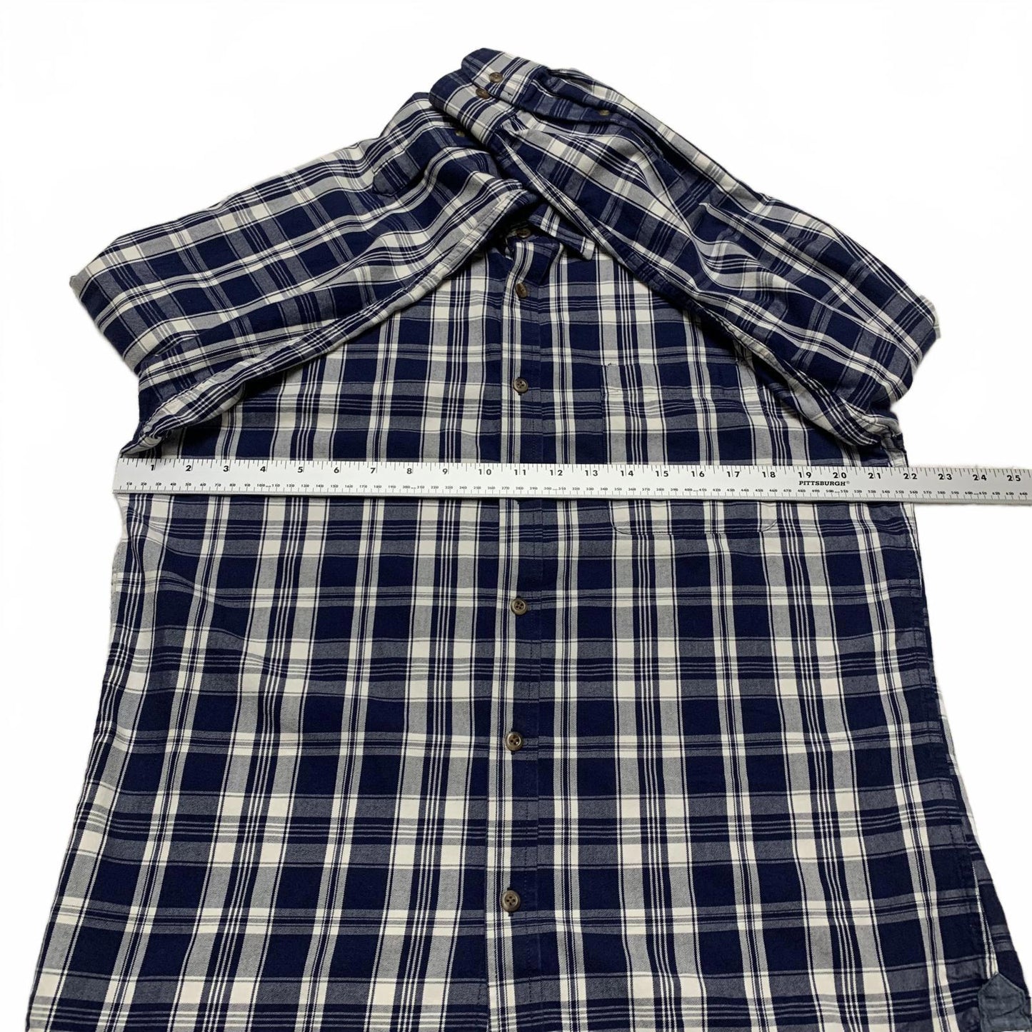 Banana Republic Men’s Size Large Navy Plaid Button-Up Shirt Slim Fit
