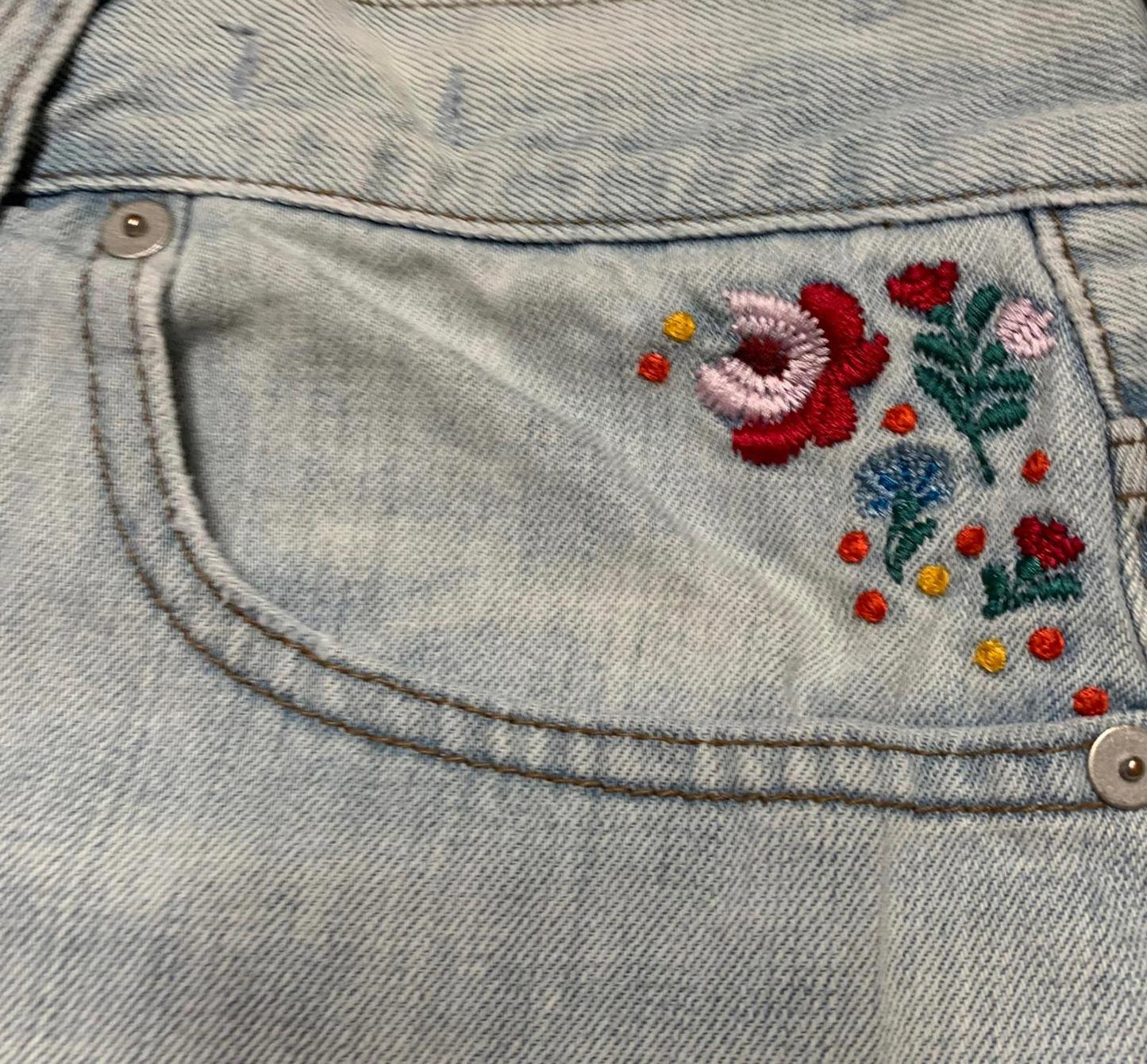 Madewell Embroidered Denim Cutoff Shorts Vintage Style Sz 30