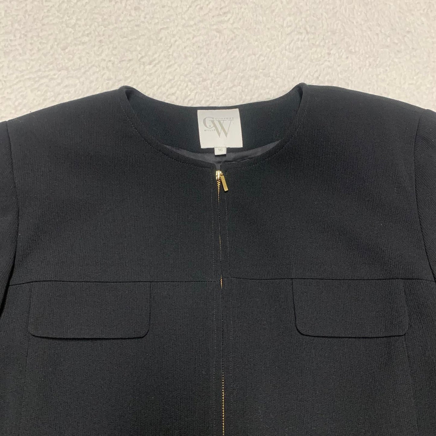 90s Clifford & Wills Women’s Size 16 Black Zip Jacket Blazer VTG