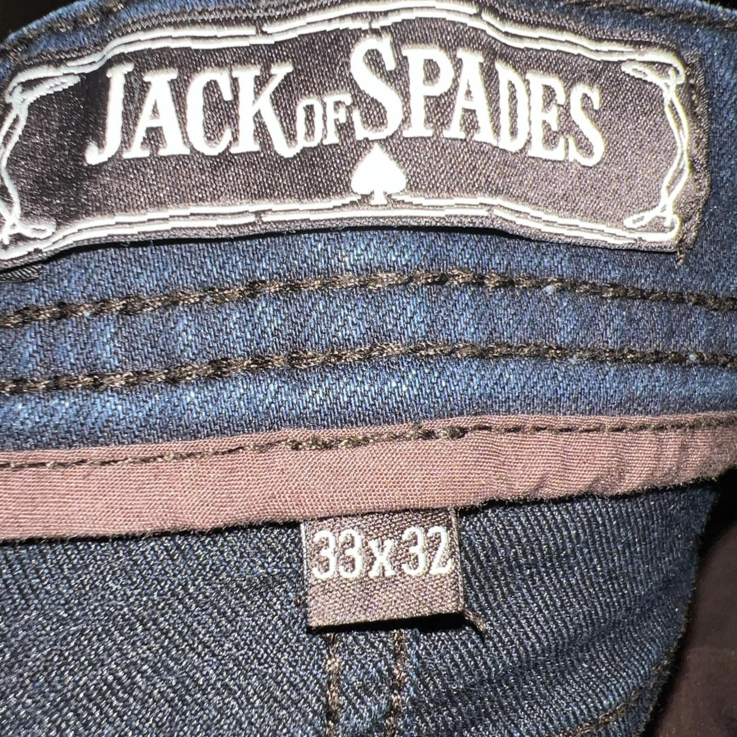 Jack of Spades Men's Jeans 33 x 26.5 Altered Dark Blue Straight Leg Classic Fit
