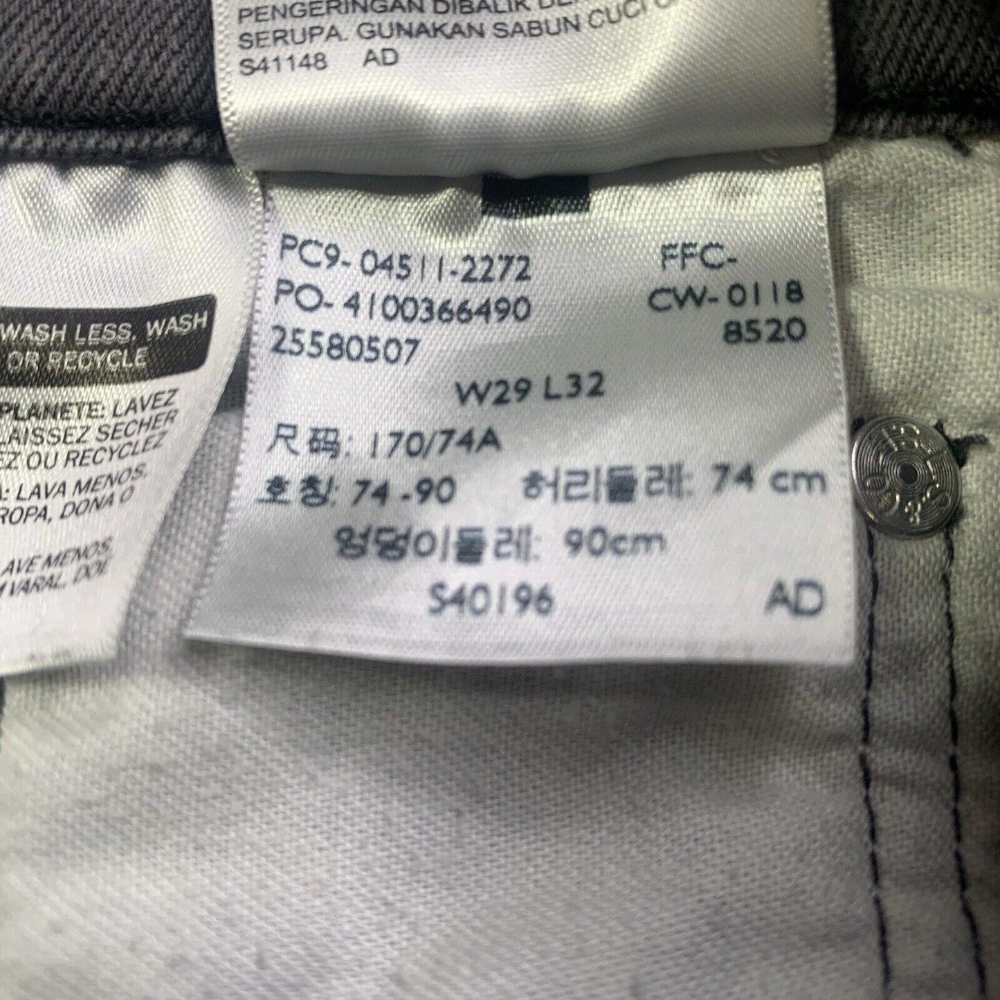 Levi Strauss 511 Men's Size 29x32 Gray 5 Straight Leg Jeans
