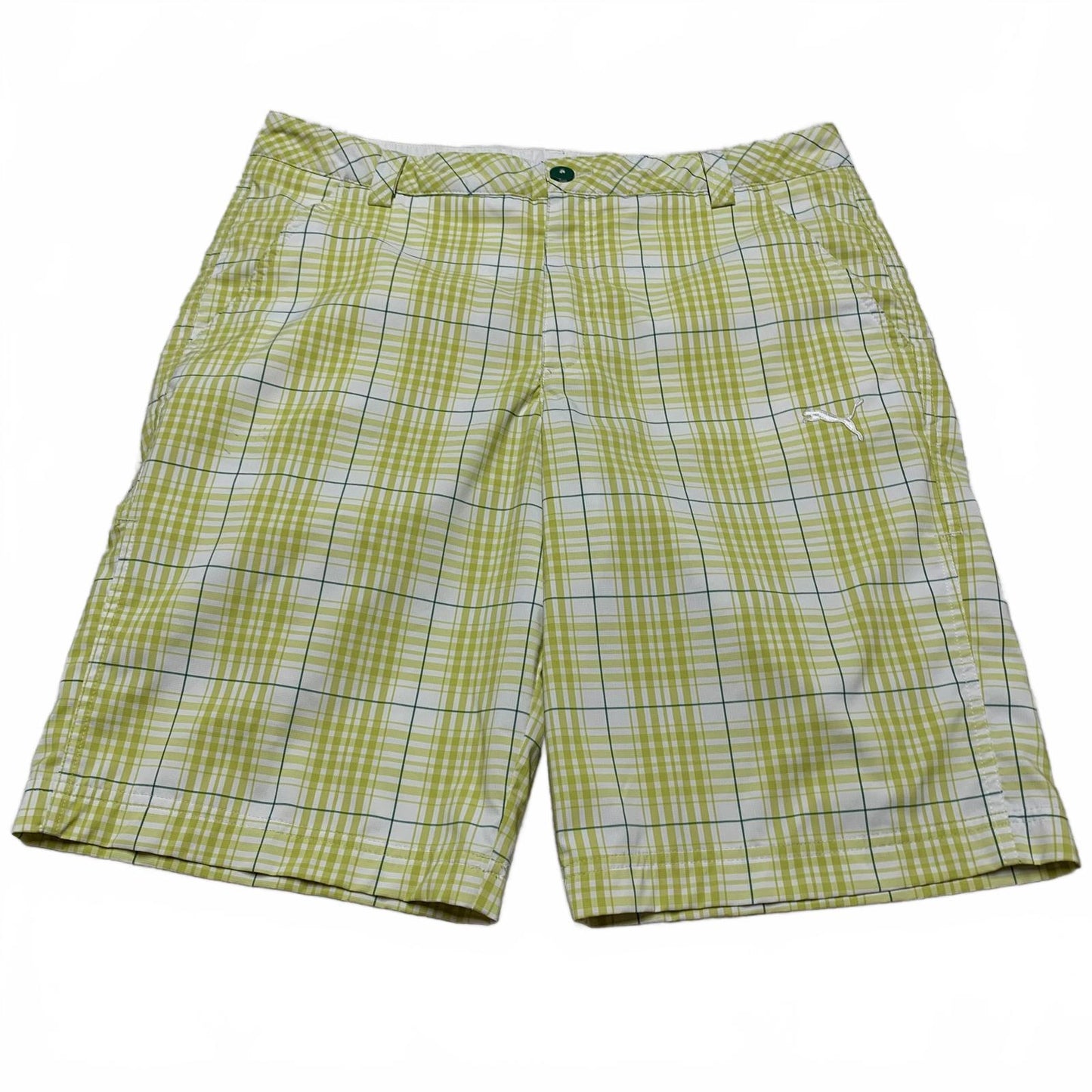 Cobra Puma Golf Mens Sz W 32 Green Plaid Summer Shorts W33.5