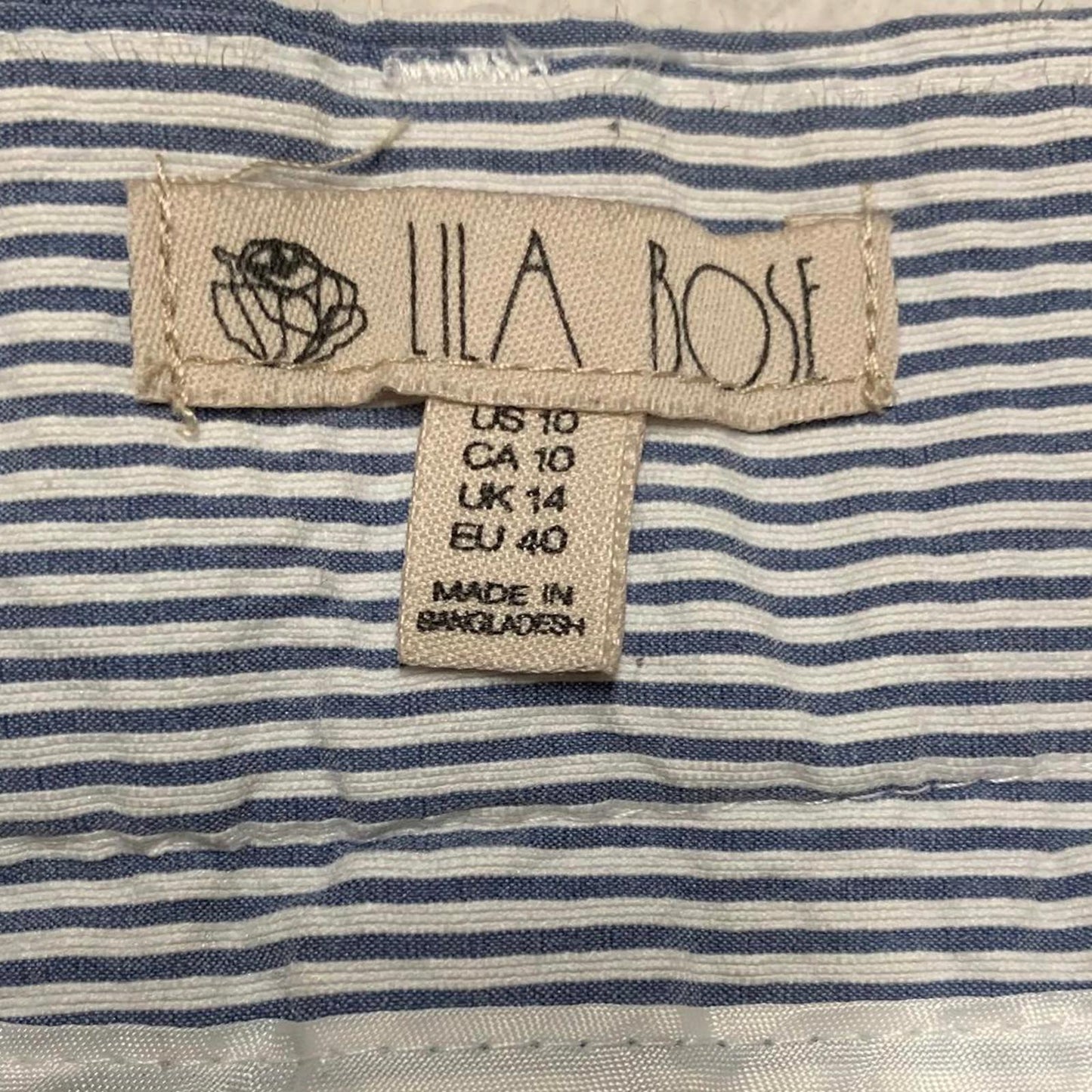 VTG Lila Rose Womens Striped Bermuda Stretch Shorts Sz 10 W32