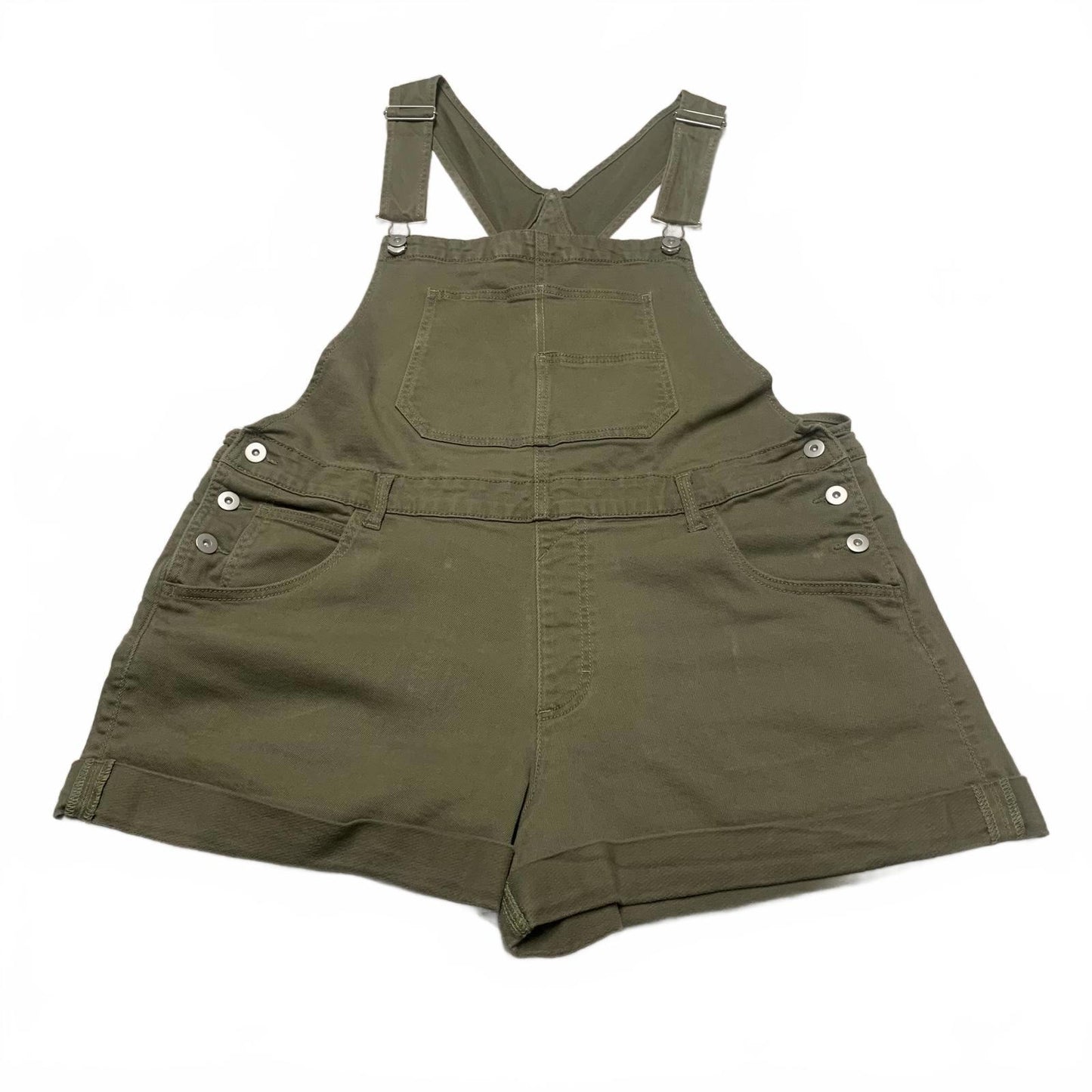 NOBO No Boundaries Womens Sz XXL (19) Olive Green Denim Overalls Shorts W40