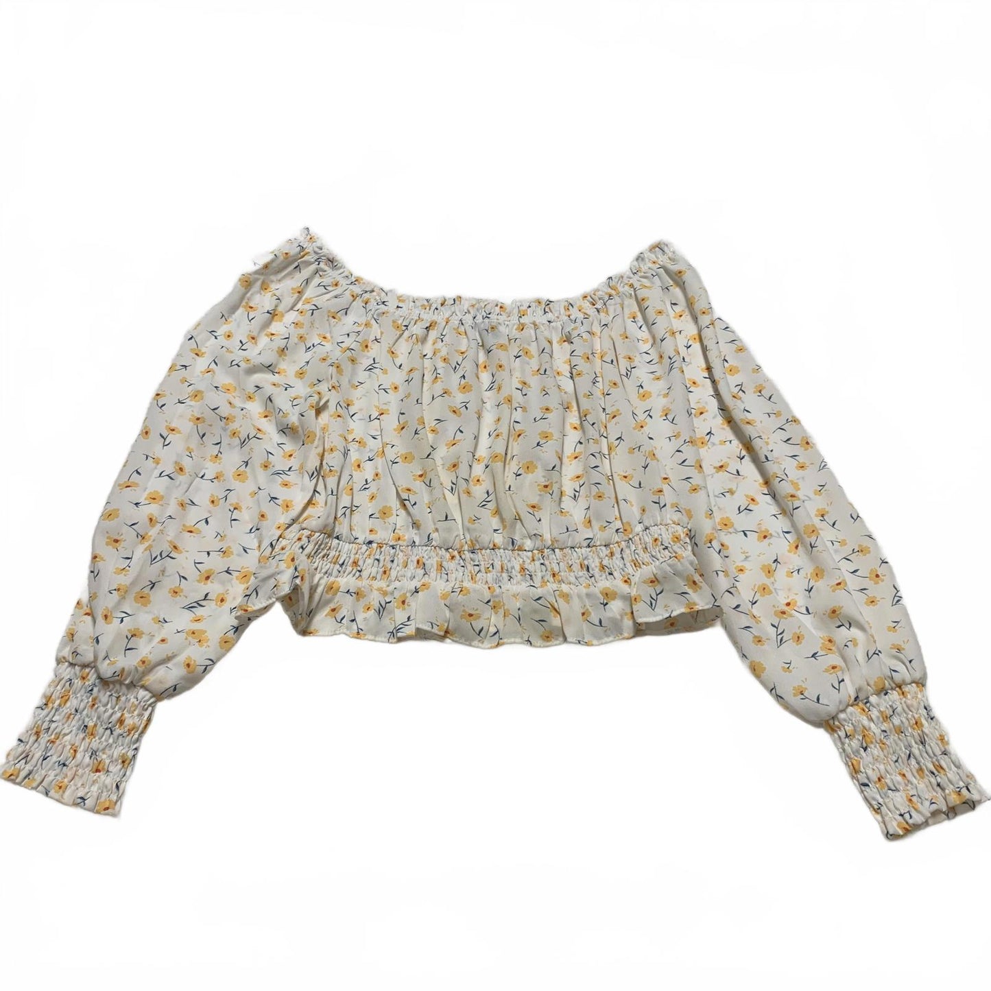 Helen Owen x Aqua Womens Sz Large Floral Off-Shoulder Crop Top