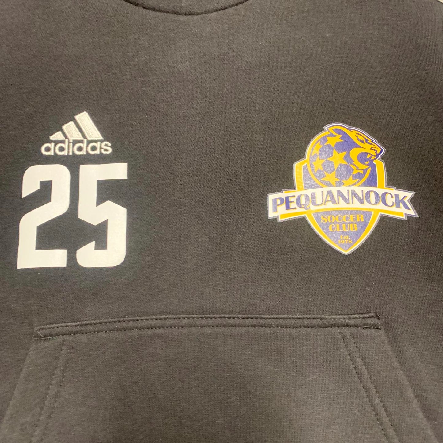Adidas Youth Medium Black Soccer Club Hoodie Pequanock No 25