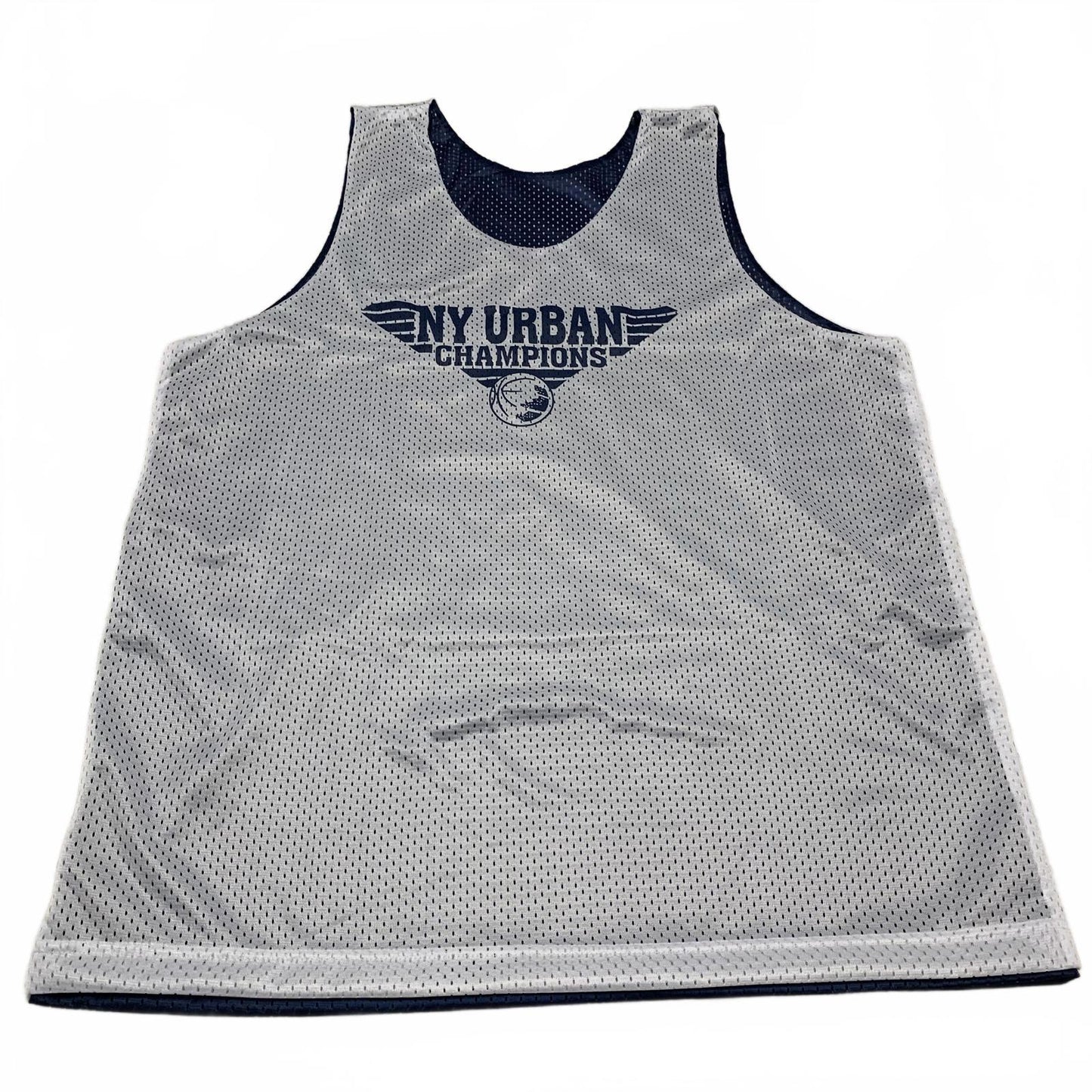 A4 Unisex Size L White Navy Reversible NY Urban Champions Athletic Mesh Jersey