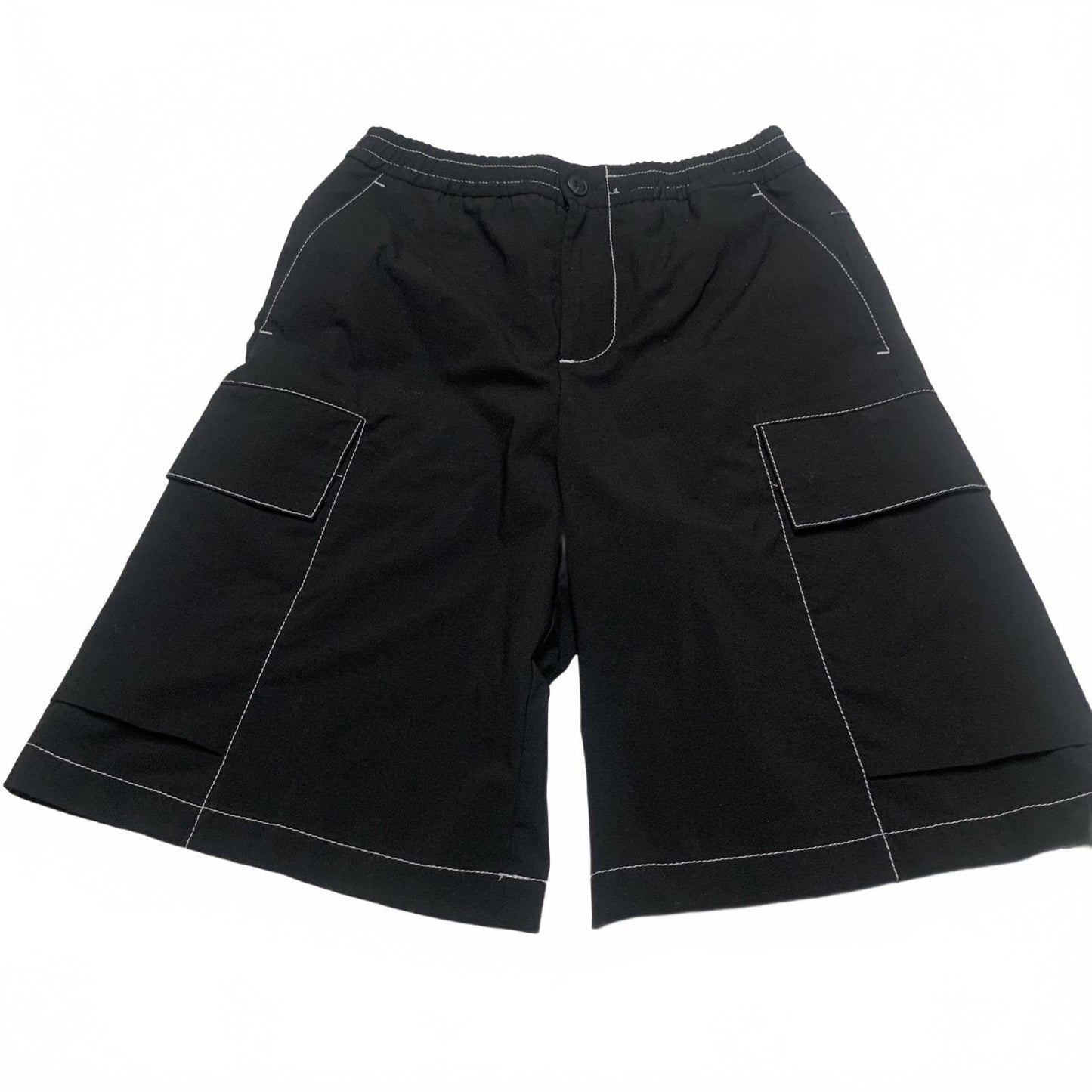 Zara Mens Sz Small Black Cargo Shorts Side Pockets W28