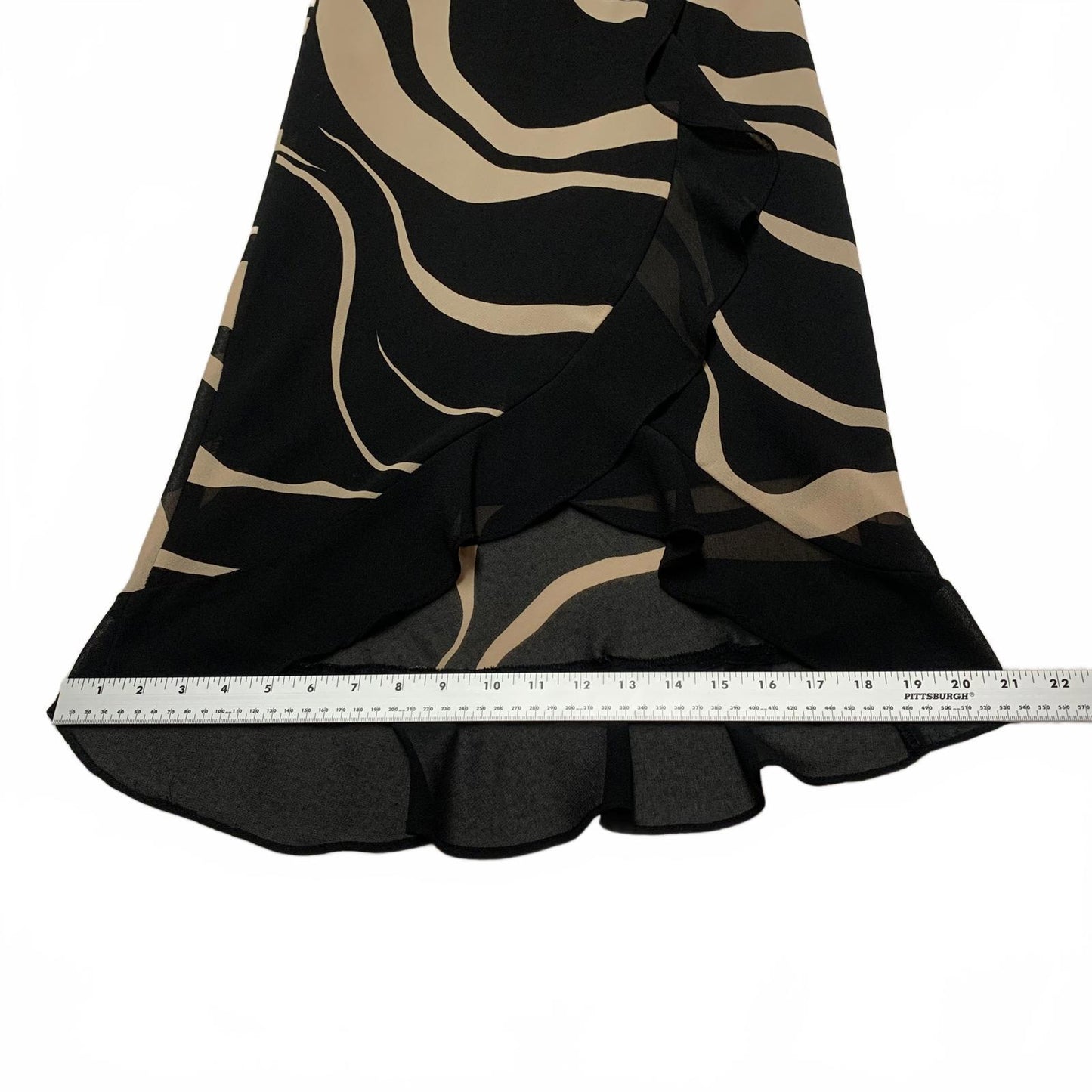 VTG Women's Size Large Black Beige Zebra Print Asynnetrical hem Skirt Unbranded