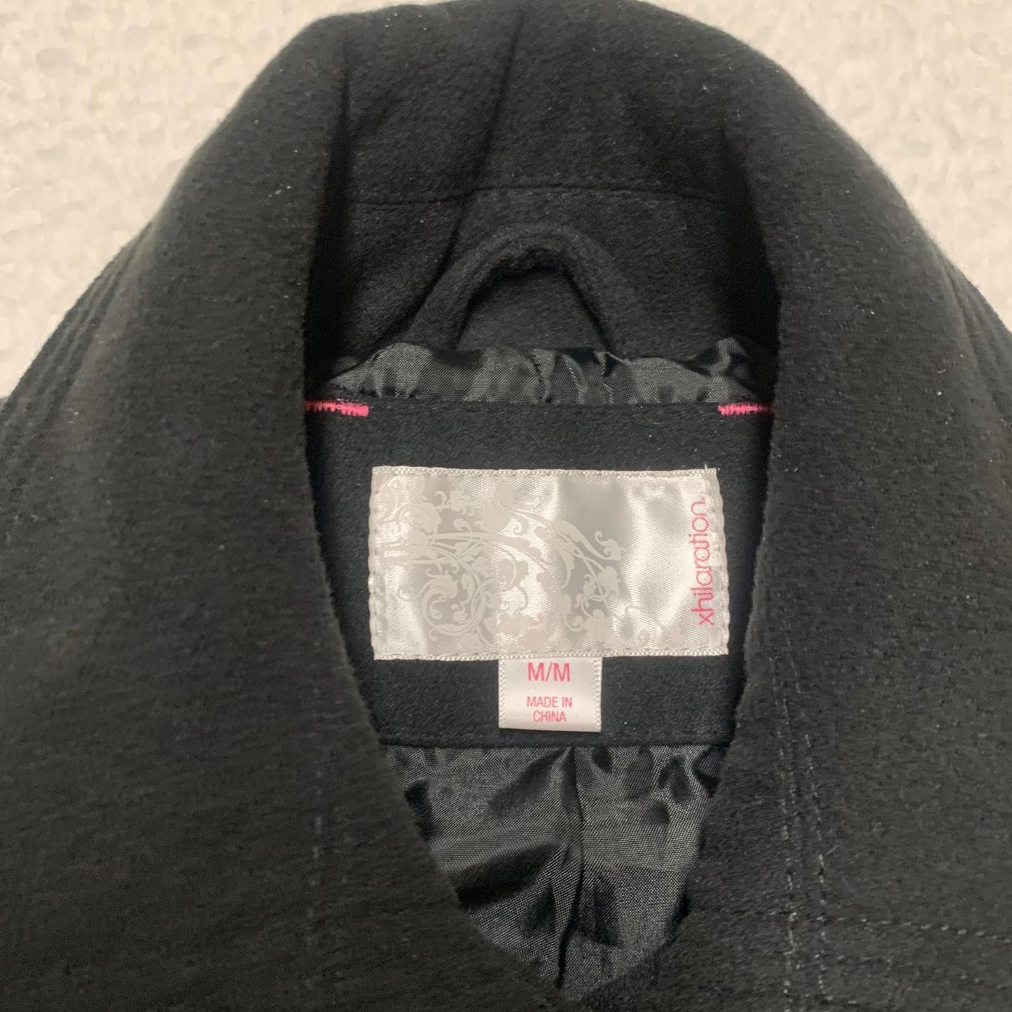 Xhiliration Women’s Size Medium Black Double-Breasted Peacoat