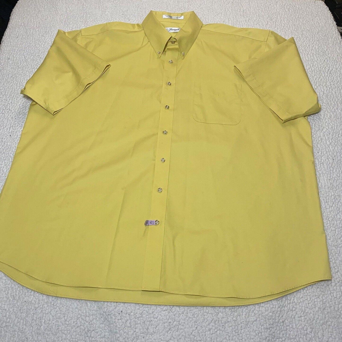 Forsyth Men’s Shirt 3XL Button Short Sleeve Canary Yellow