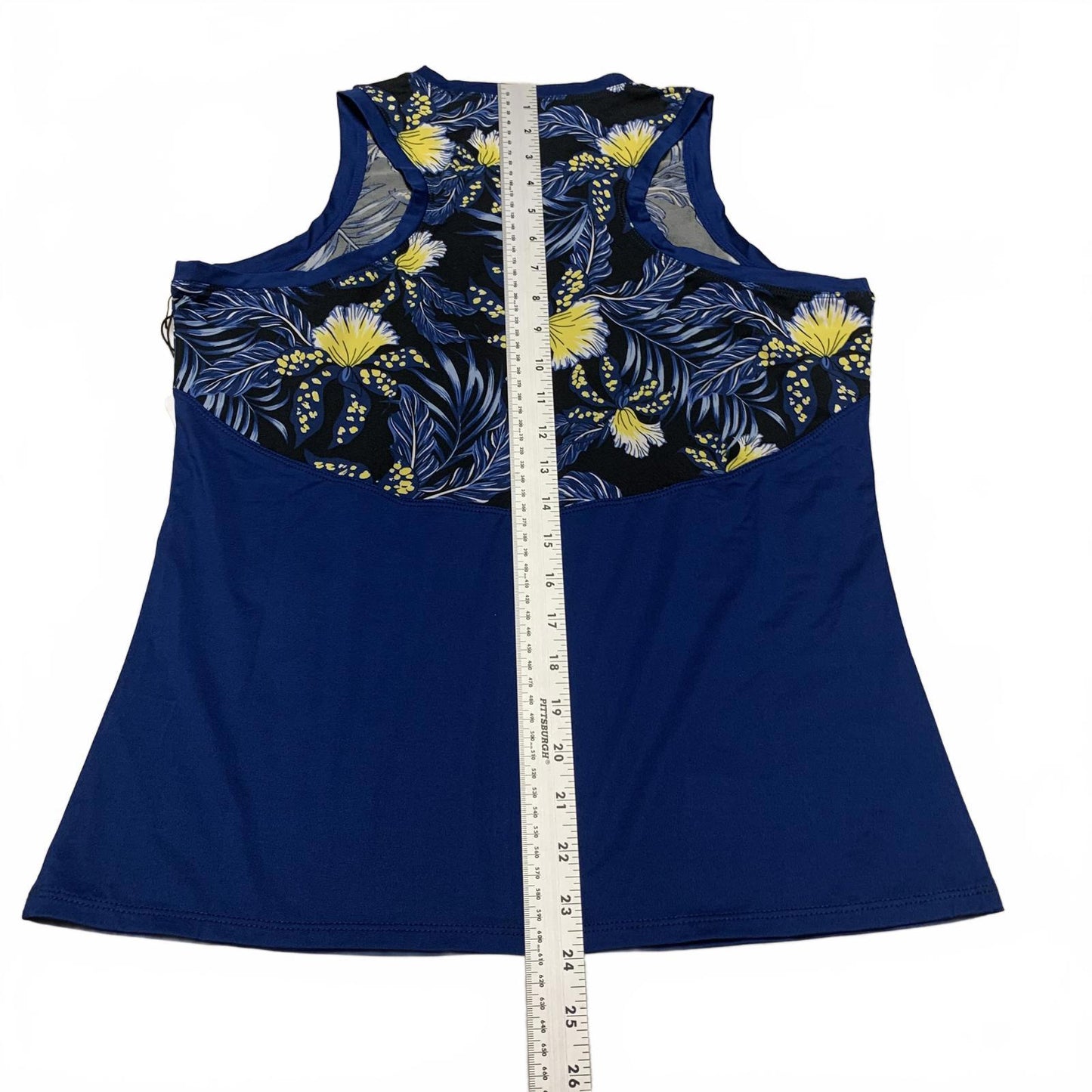 TAIL Women's Sz M Debbie Blue Jungle Sleeveless Floral Top Stretch