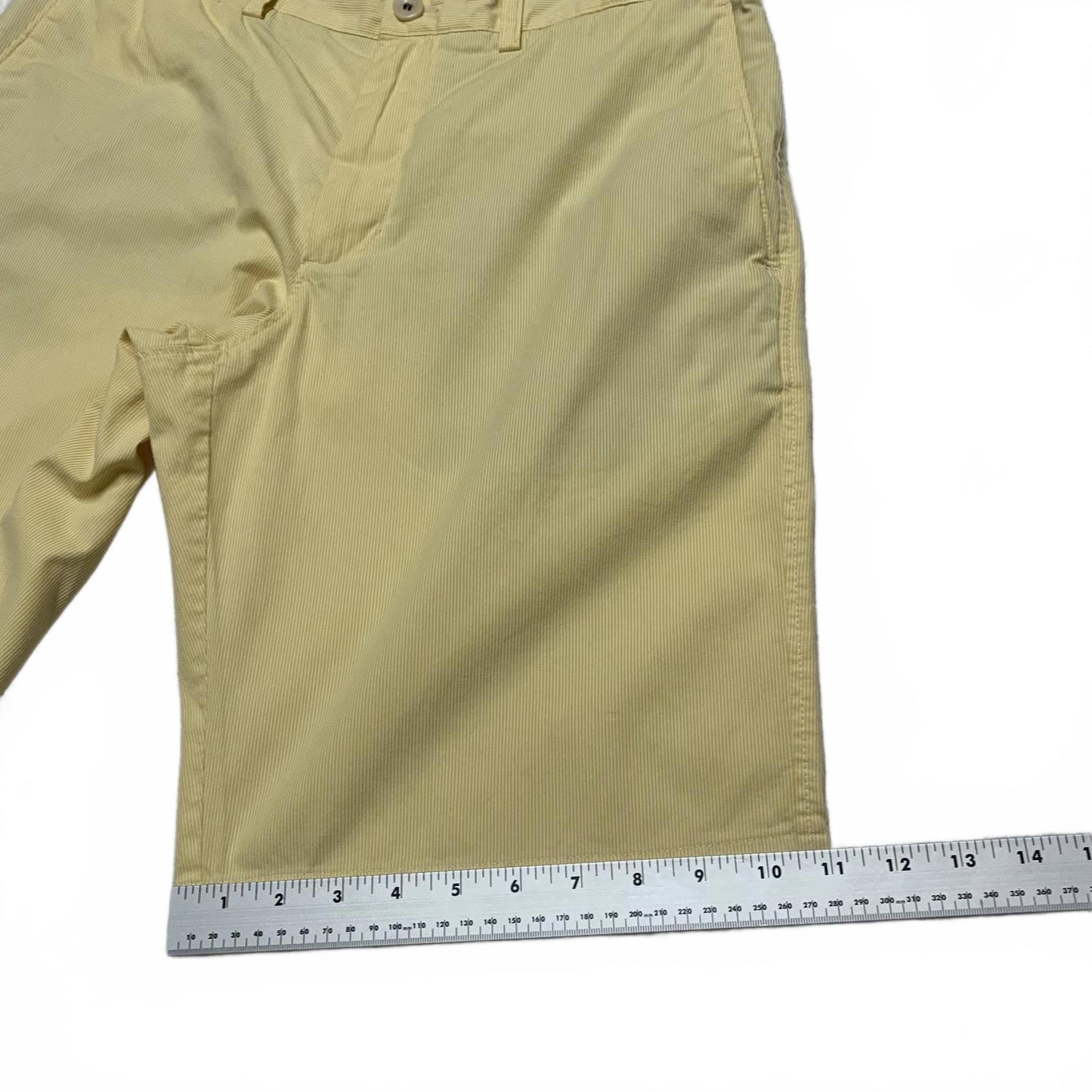 Banana Republic Mens Sz 32 Yellow PinStriped chino Shorts W34 Cotton