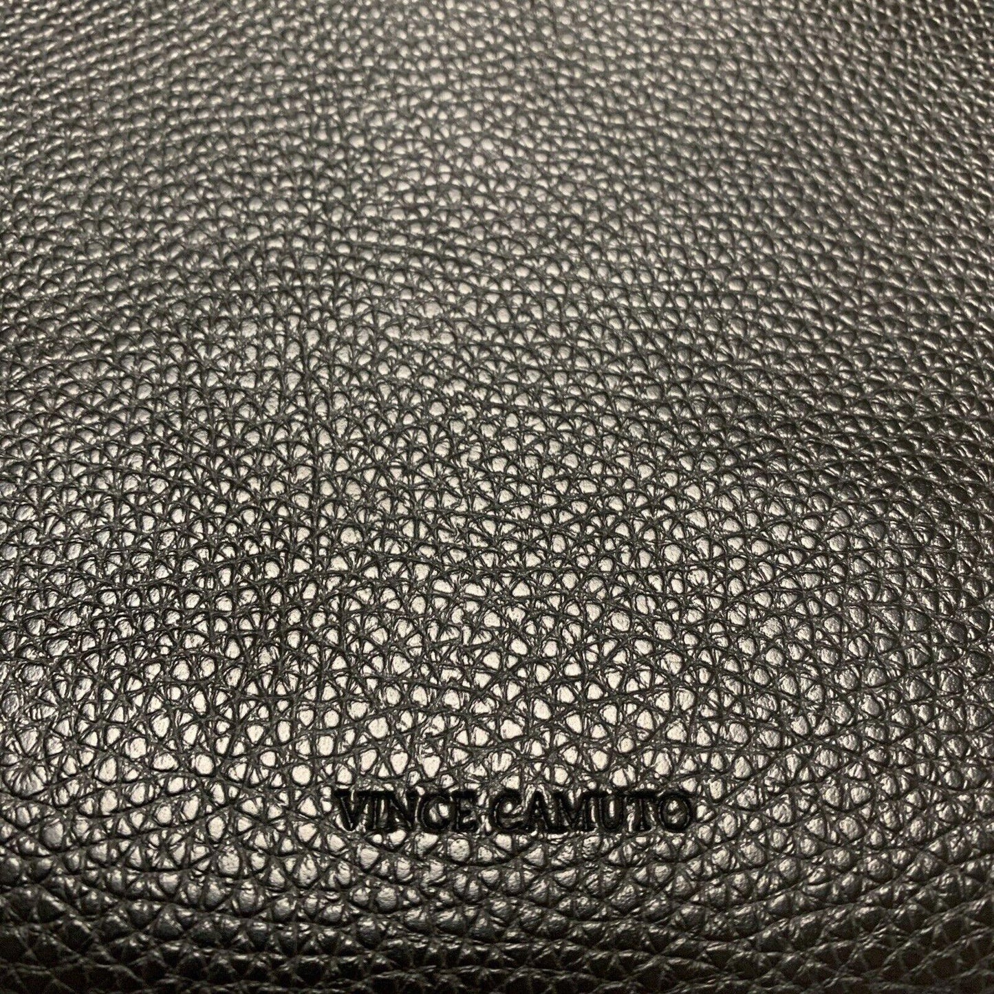 Vince Camuto Women’s Black Gray Stripe Pebbled Soft Vegan Leather Tote Bag