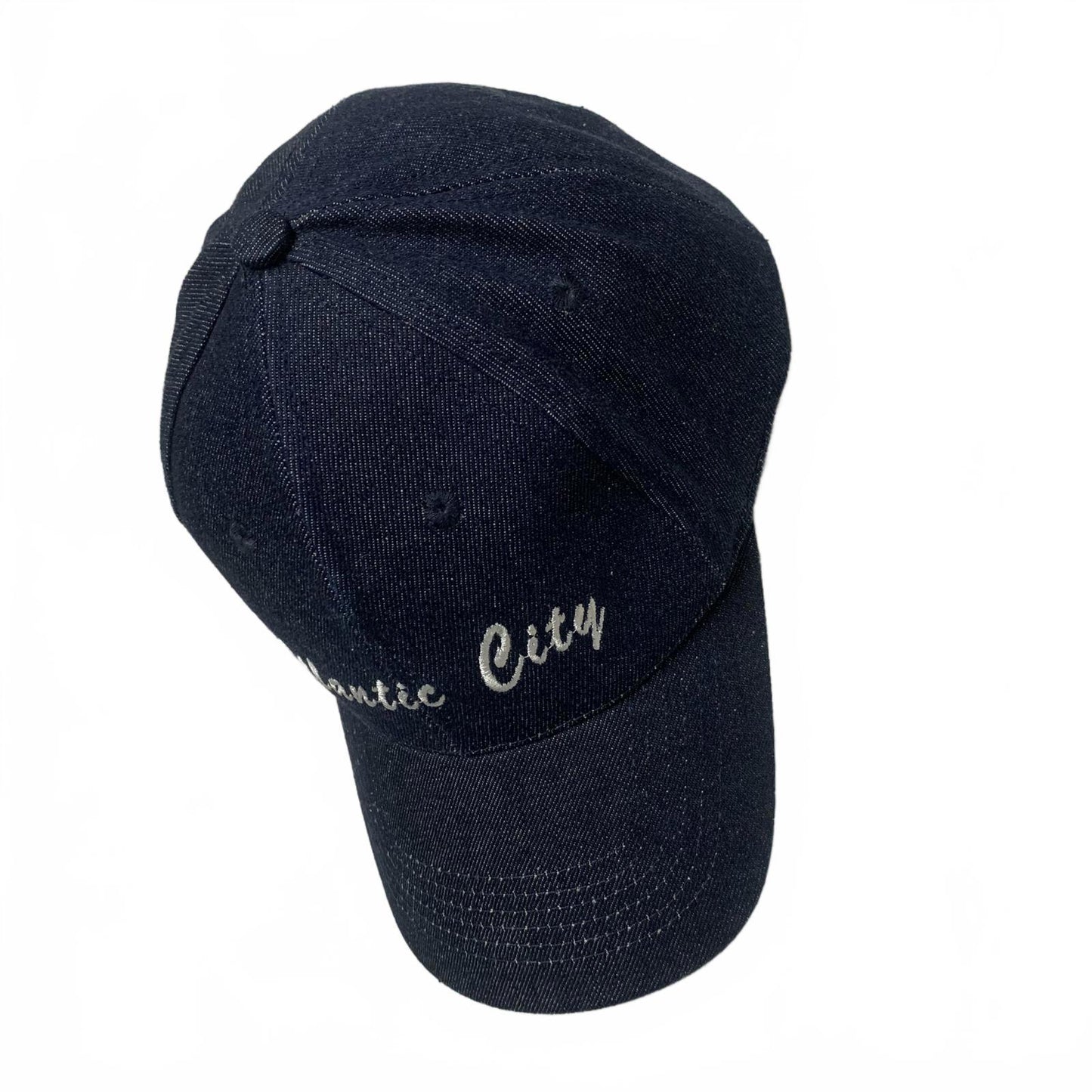 Atlantic City Baseball Cap Unisex One Size Fits All Dark Denim Blue Cotton Hat