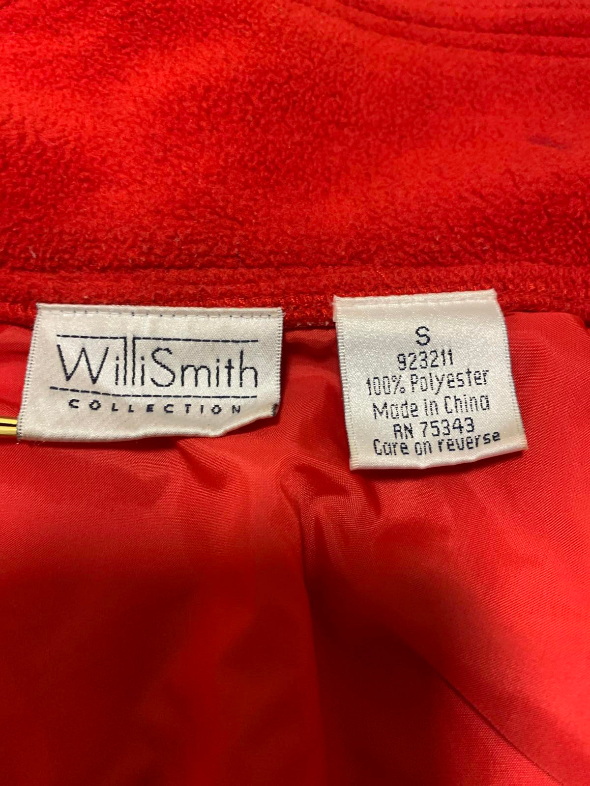 Willi Smith Collection Womens Size Small Red Zip-Up Fleece Jacket Pockets