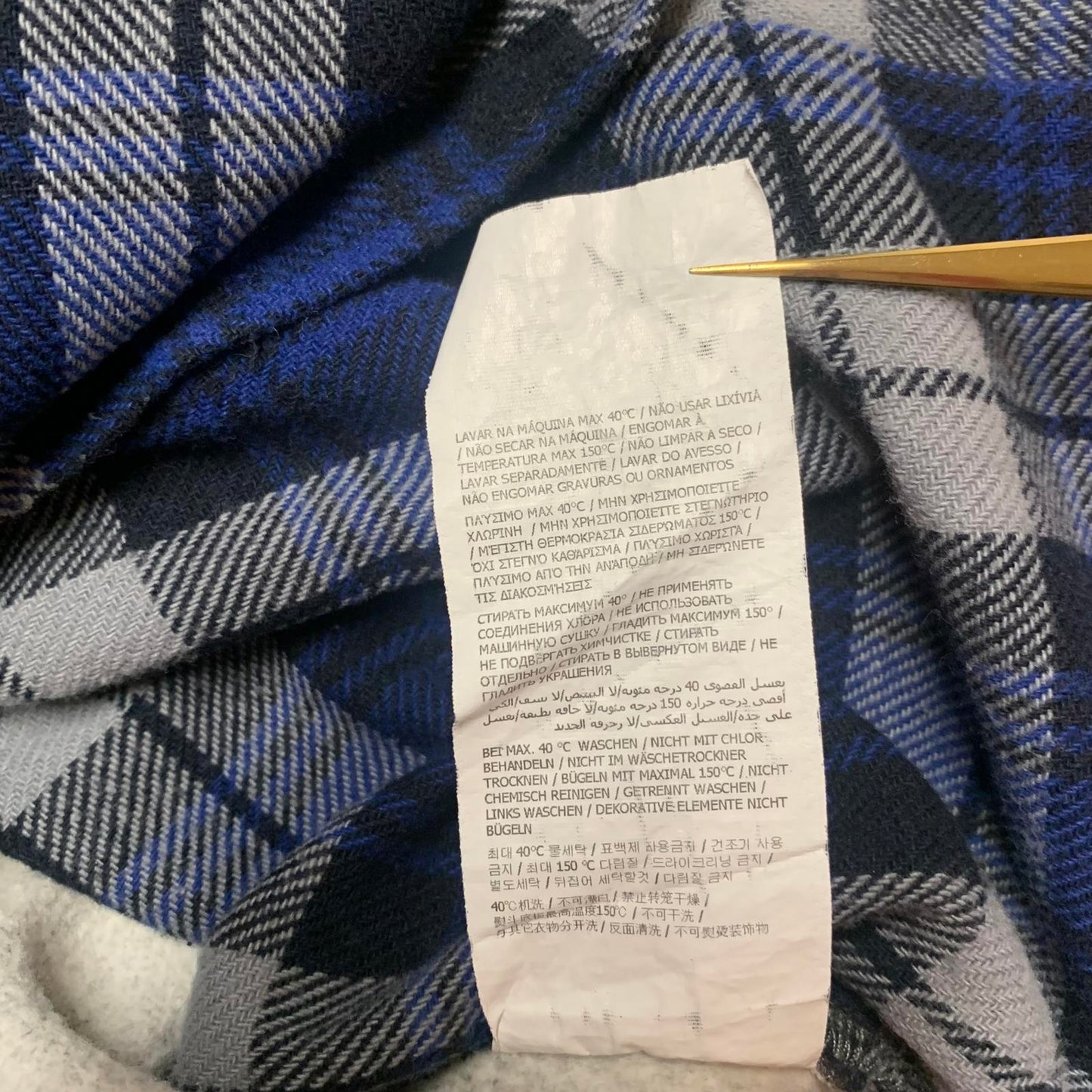 Brums Boys Size 5 Gray Blue Flannel Hooded Shirt Jacket Cotton