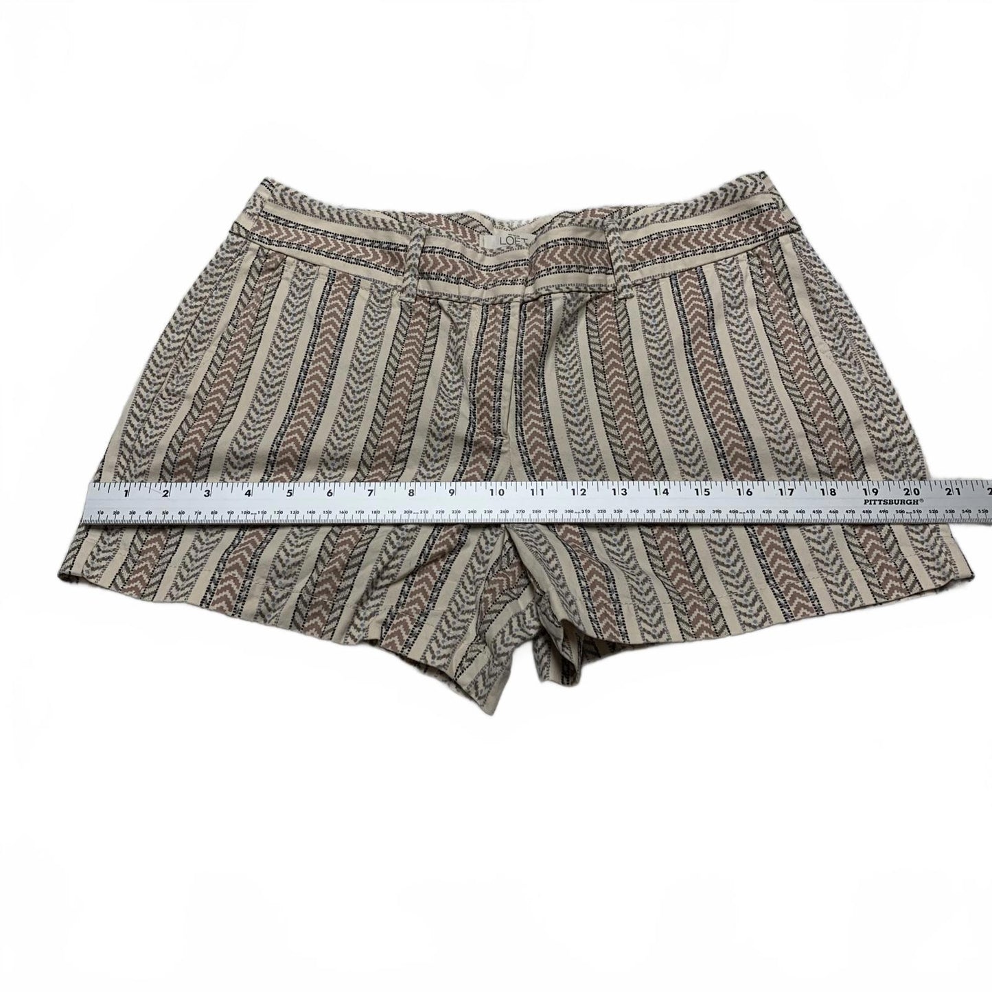 LOFT Women's Size 2 Neutral Beige Vertical Striped Shorts W 30.5 India