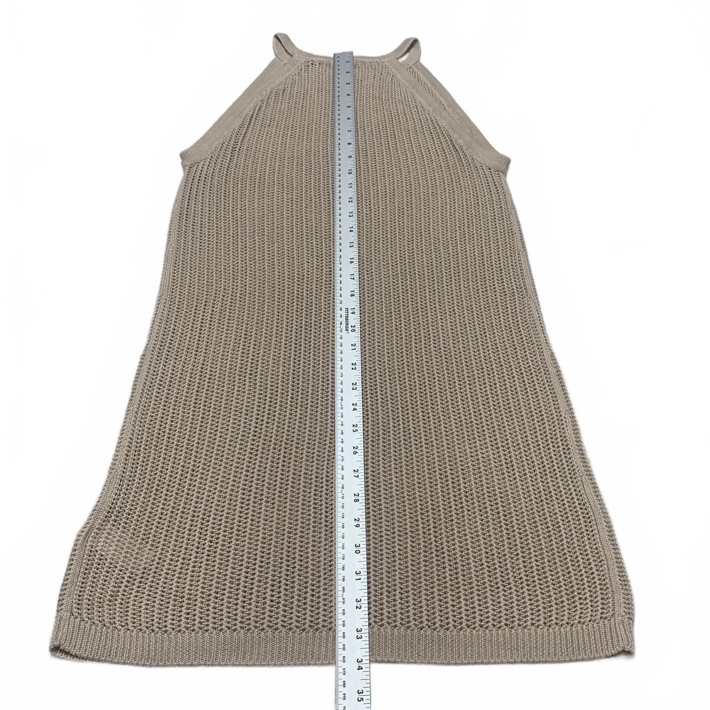 Tahari Womens Sz Large Beige Knit Sleeveless Dress Summer Beach Pool Party