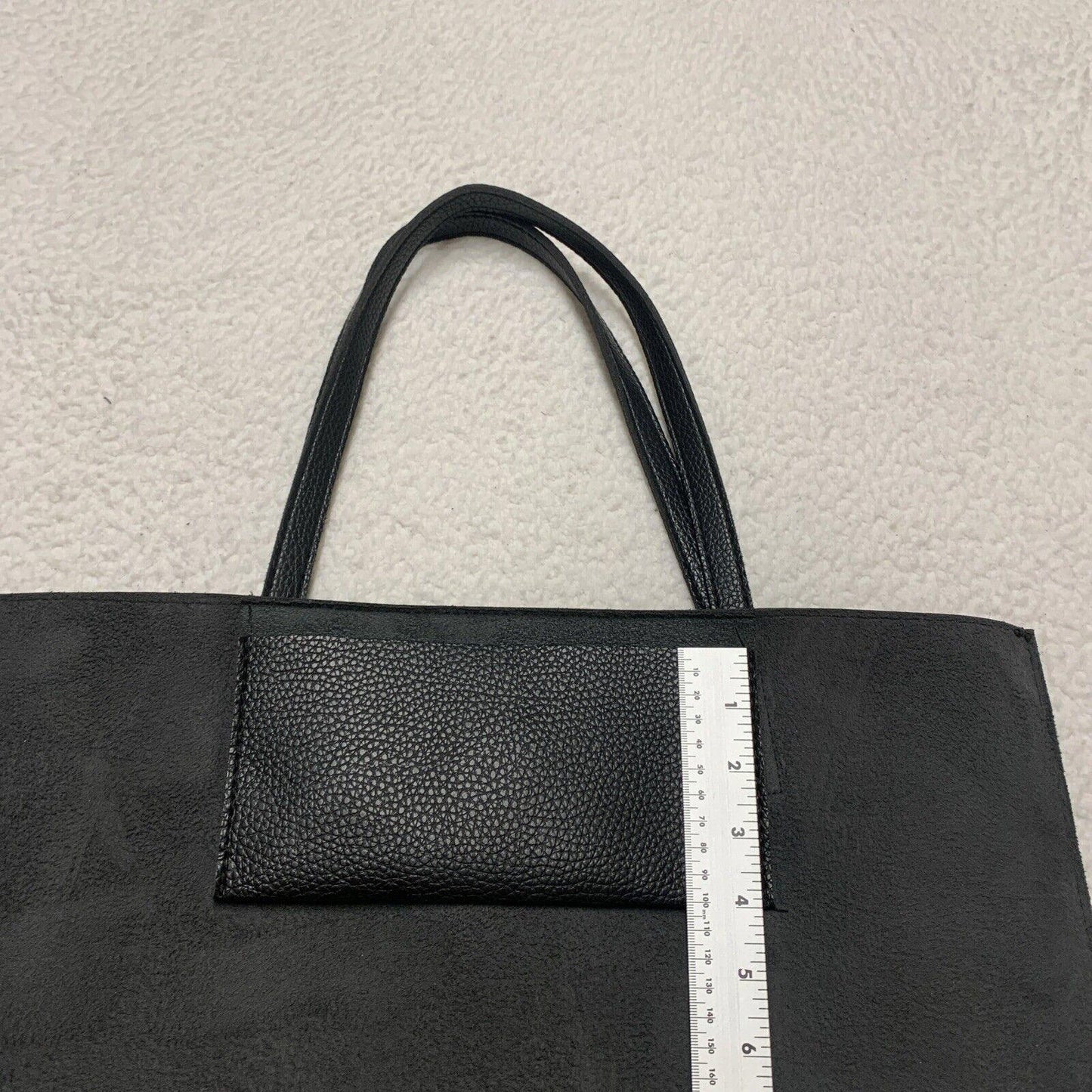 Vince Camuto Women’s Black Gray Stripe Pebbled Soft Vegan Leather Tote Bag
