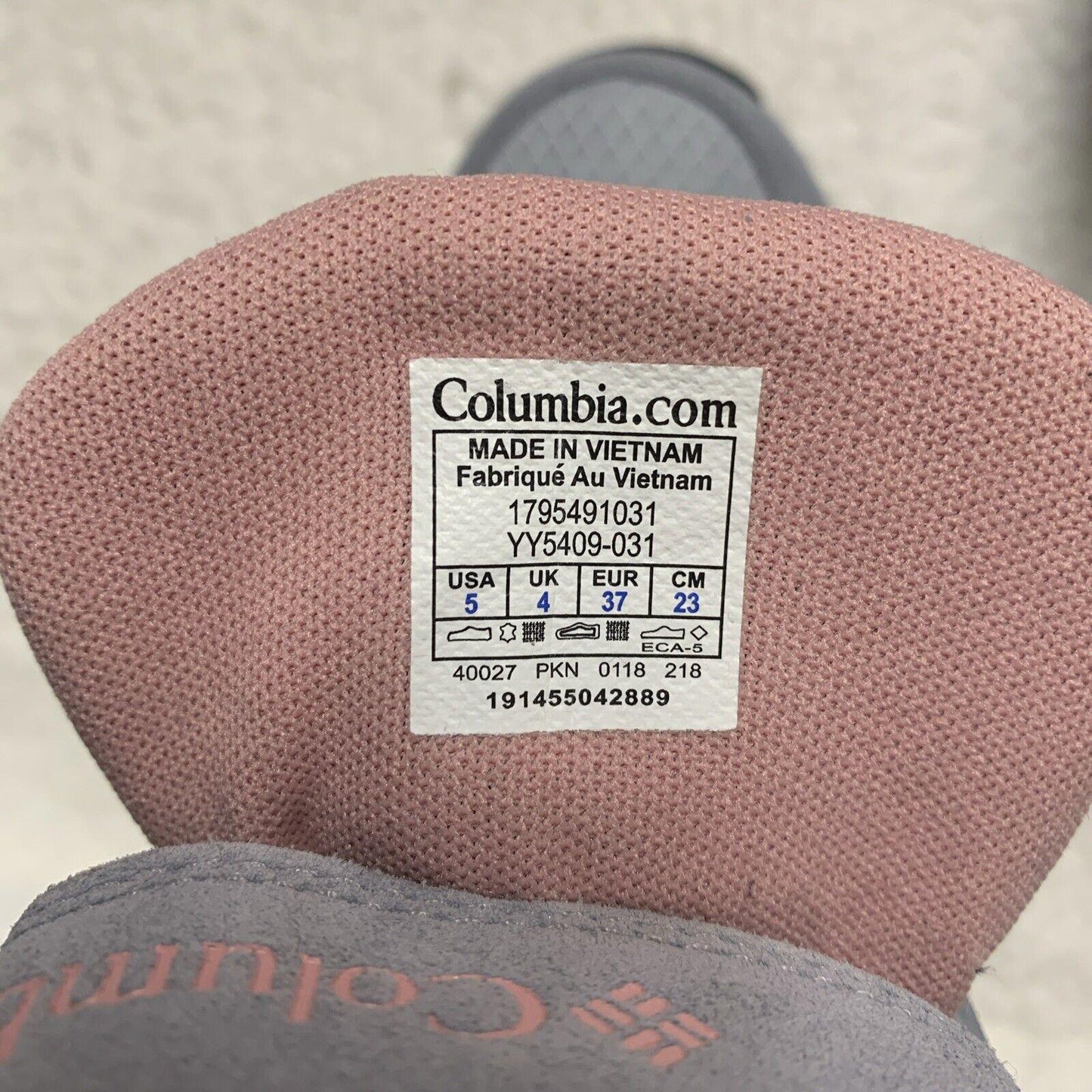 Columbia Youth Snow Boots Size 5 Waterproof Winter Omni-Grip Gray Pink