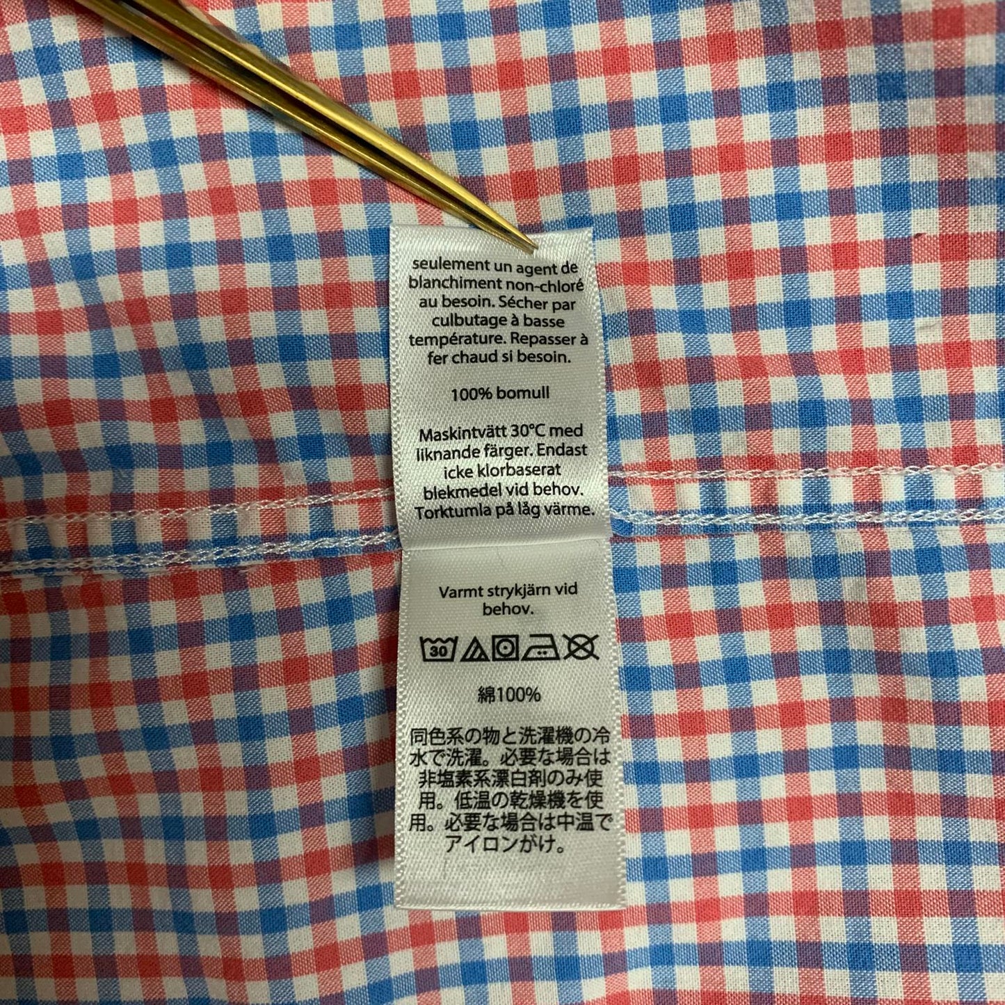 Vineyard Vines Men’s Large Red Blue Check Slim Fit Murray Button Shirt