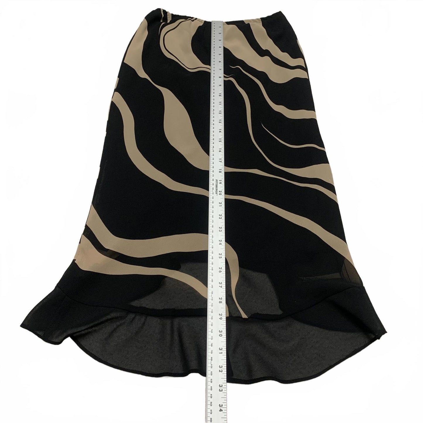 VTG Women's Size Large Black Beige Zebra Print Asynnetrical hem Skirt Unbranded