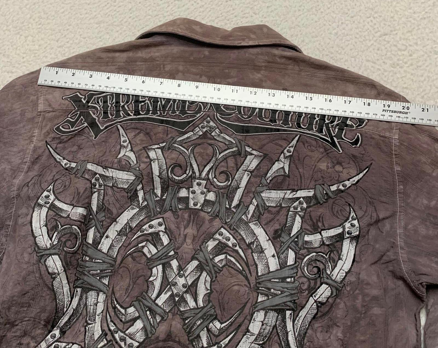 Xtreme Couture Men's Size Large Brown Long Sleeve Night out Shirt Acid Wash