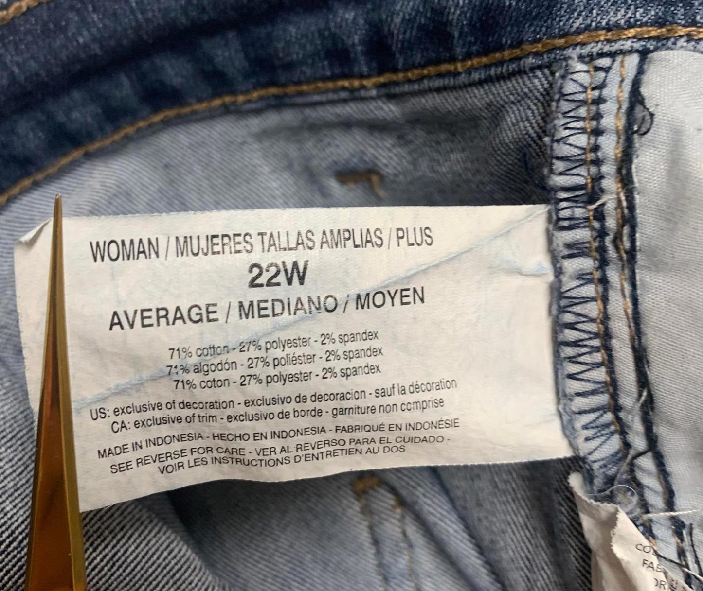 Gloria Vanderbilt Women's Sz 22 Wide Dark Blue Wide-Leg Jeans 43 x 29 Actual