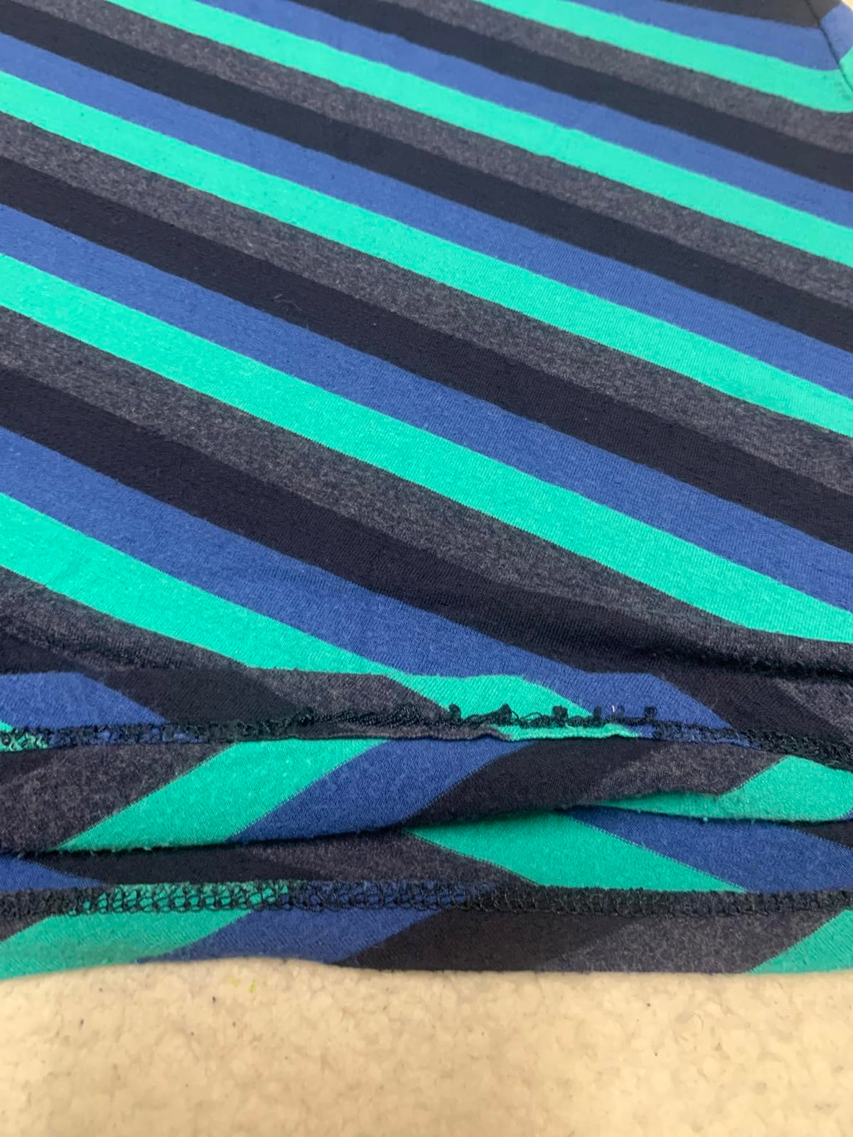 Vtg Matty M Womens Sz S Convertible Midi Skirt to Dress Blue Green Striped