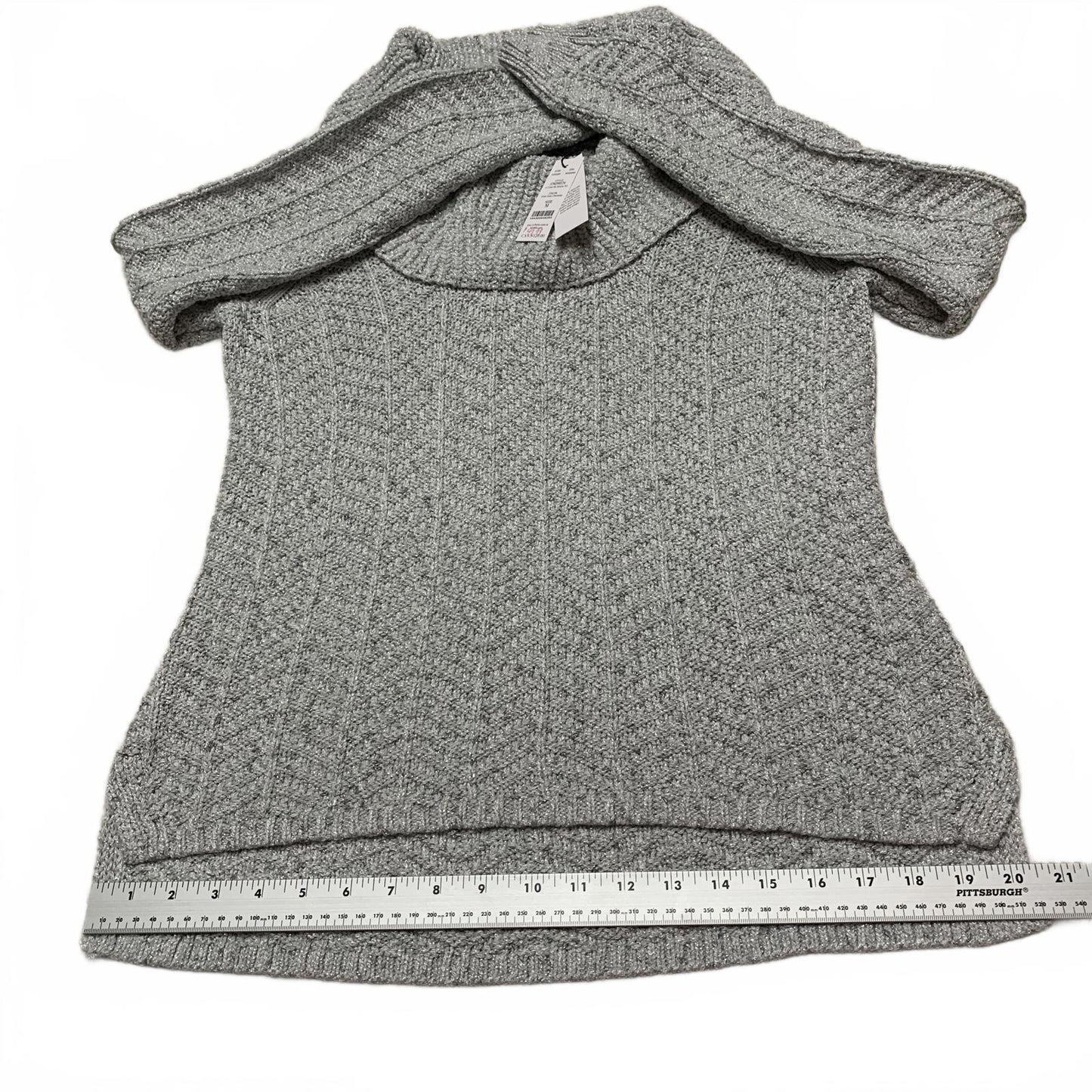 White House Black Market Womens Size Medium Gray Cable Knit Sweater Cowl Neck