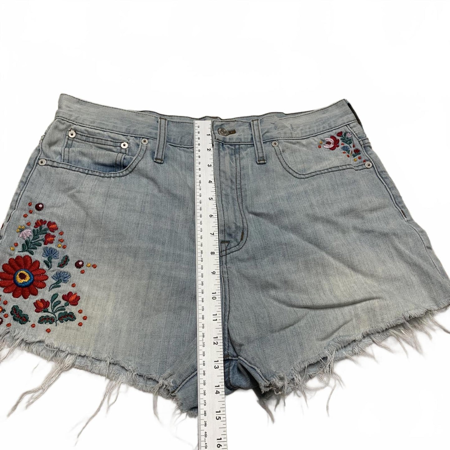 Madewell Embroidered Denim Cutoff Shorts Vintage Style Sz 30