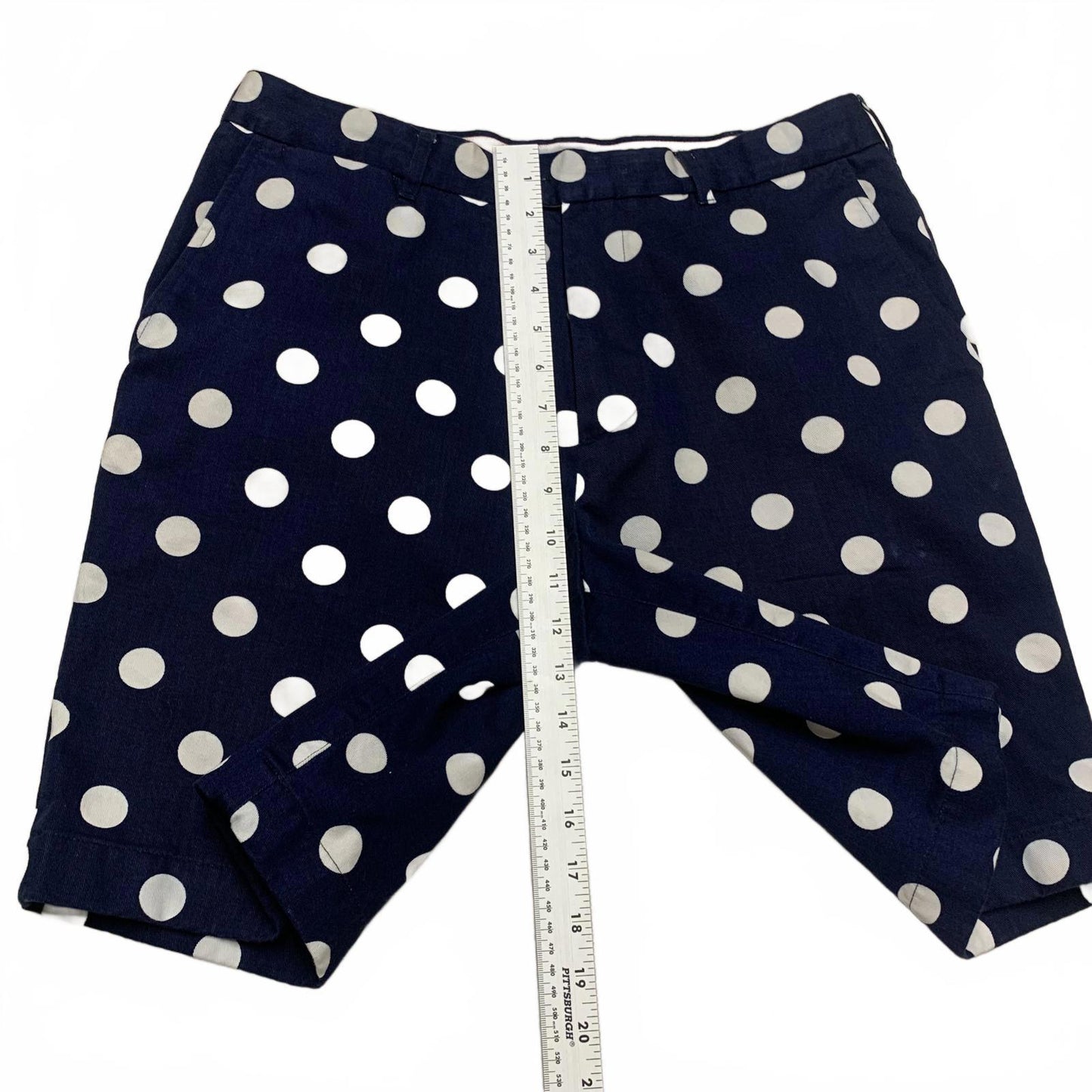 Jack Spade Bleecker NY Mens Sz 32 Navy White Polka Dot chino shorts W32