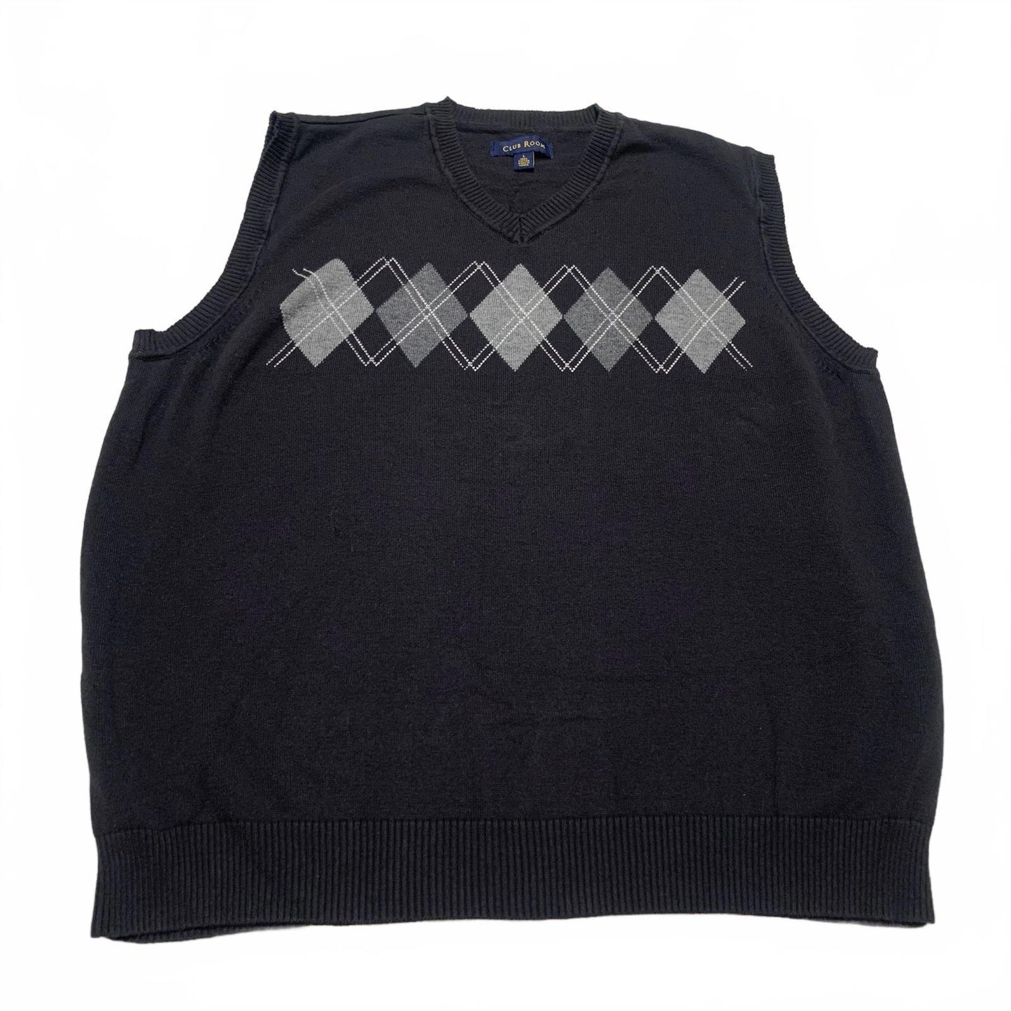 Club Room Men’s Size Large Black Argyle Sweater Vest