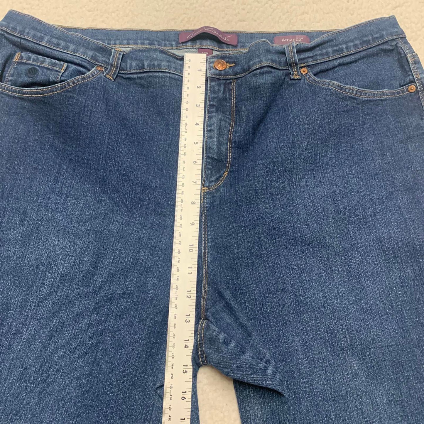 Gloria Vanderbilt Women's Sz 22 Wide Dark Blue Wide-Leg Jeans 43 x 29 Actual
