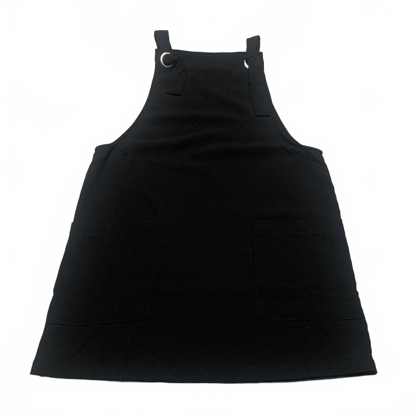 MNG Womens Sz 2 Black Overall Sleeveless Dress Romper Pockets