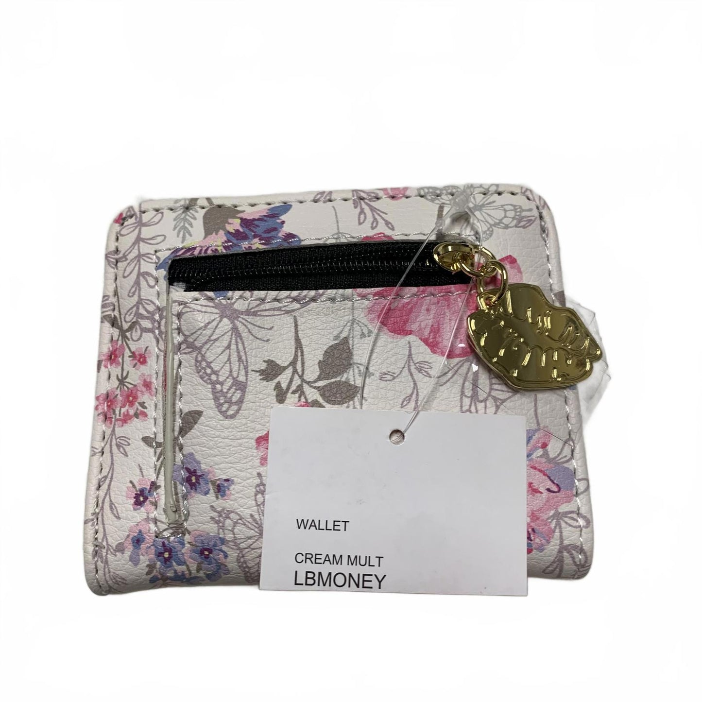 Girls White Pastel Floral Pattern 3"1/4x4" Bifold Snap Wallet by LB Money