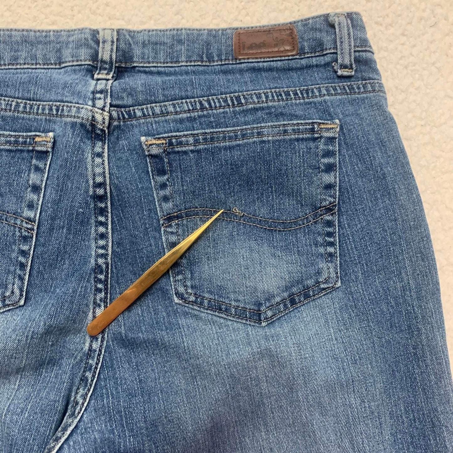 Lee Womens Size 14 Petite Blue Light Wash Natural Straight Leg Jeans