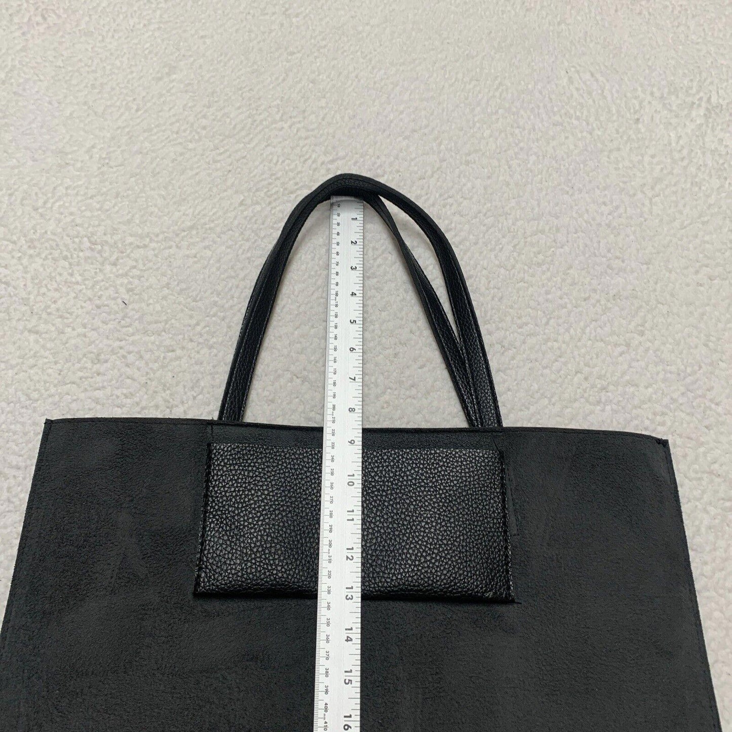Vince Camuto Women’s Black Gray Stripe Pebbled Soft Vegan Leather Tote Bag
