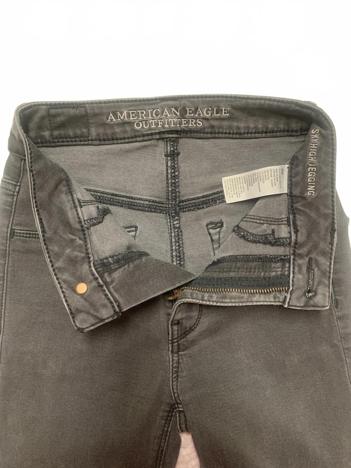 American Eagle Outfitters Women's Jeans Sz 00 Off Black Skinny Stretch 22 x 28