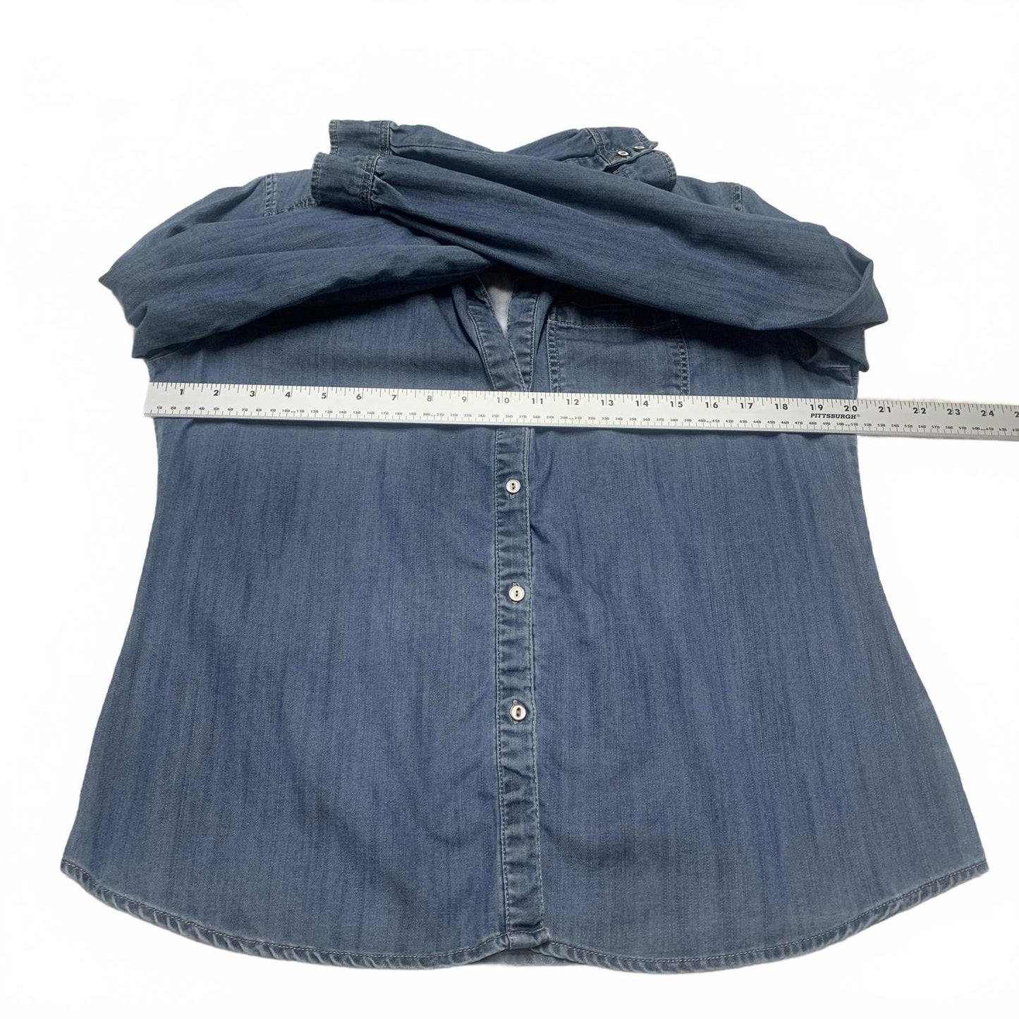 Kenar Women's Medium light Blue Soft Denim Casual Button Down Shirt