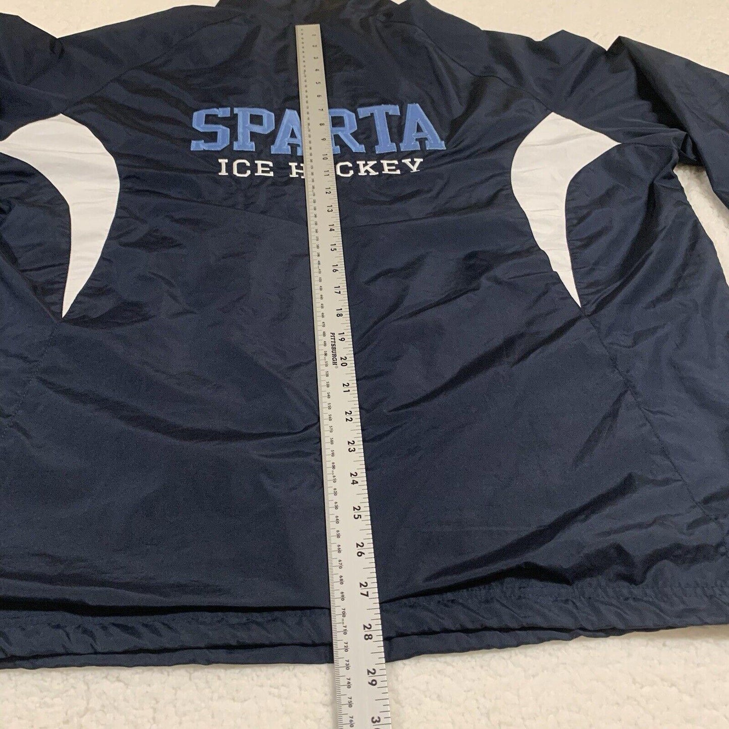 Holloway Lined Jacket Windbreaker Men's L Navy Sparta Ice Hockey Full Zip Up
