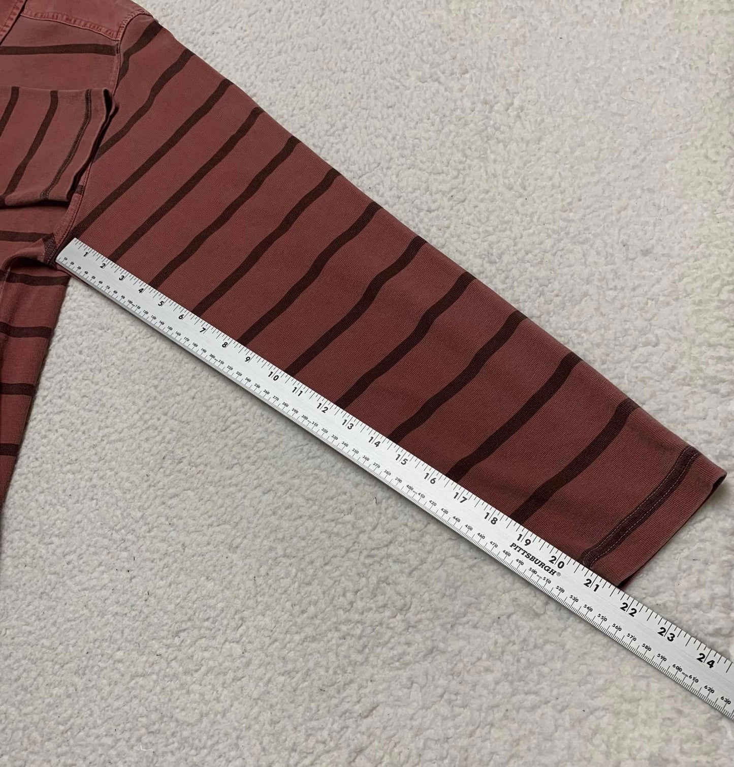 L.L. Bean Men's Size Large Rust Striped Long Sleeve Polo Shirt