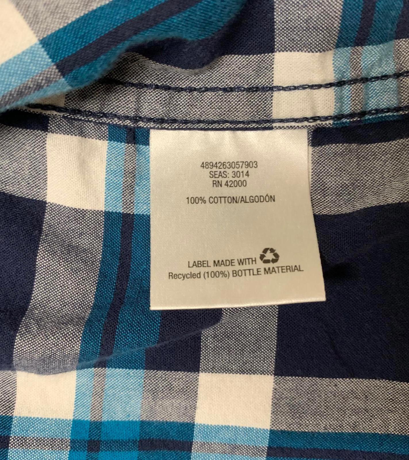 Basic Editions Men's 3XL Blue Plaid Short Sleeve Button Shirt