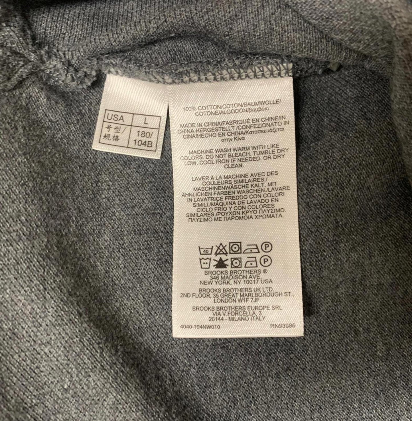 Brooks Brothers 1818 Men’s Size Large Gray Performance Polo Slim Fit Cotton