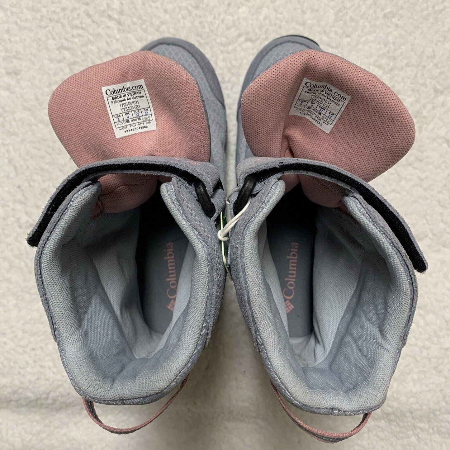 Columbia Youth Snow Boots Size 5 Waterproof Winter Omni-Grip Gray Pink