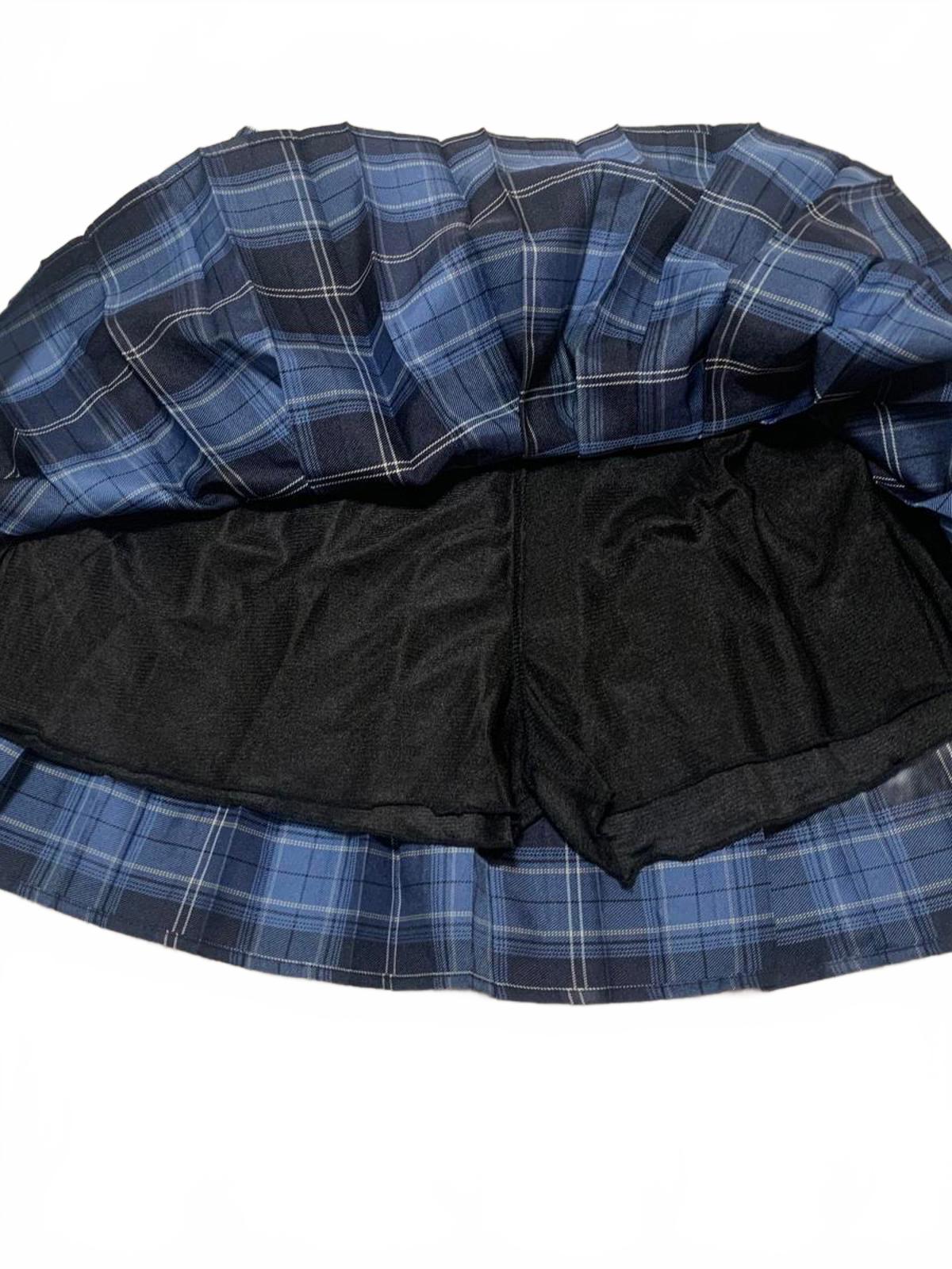 Urban Coco Womens Size Medium Blue Plaid Pleated Mini Skirt Skort